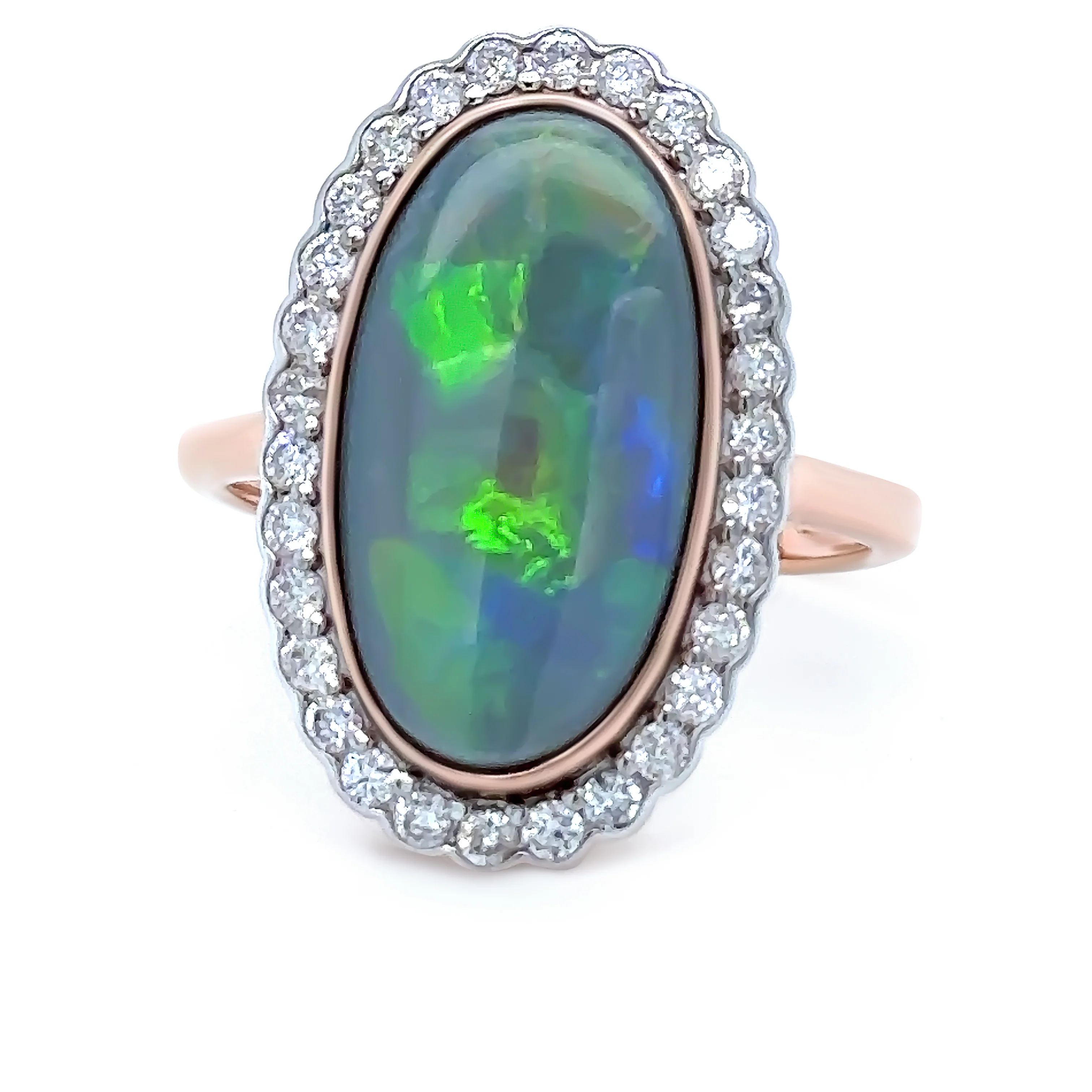 14ct Rose Gold Opal & Diamond Dress Ring 4.80ct - Image 2