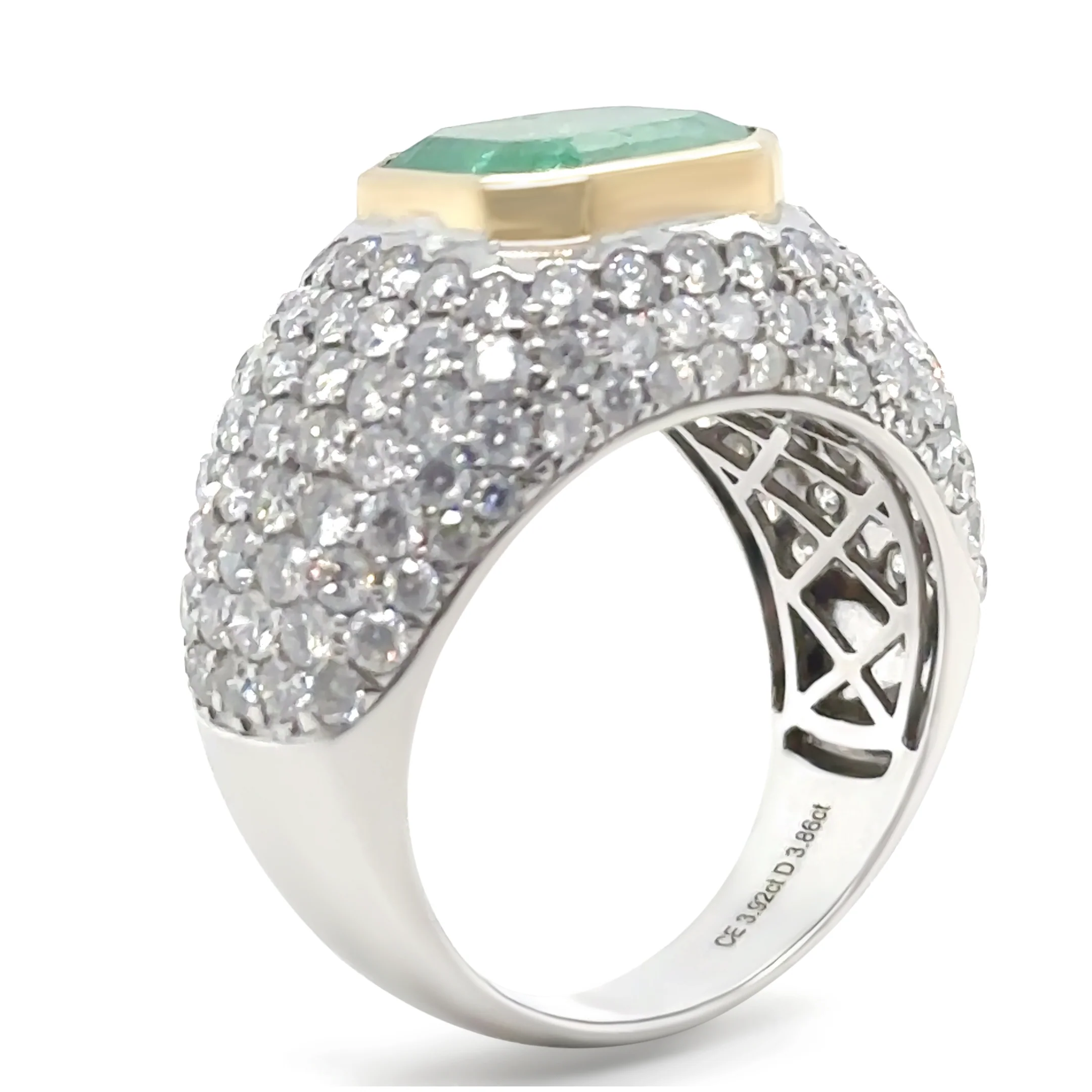 14ct White and Yellow Gold Emerald and Diamond Cocktail Ring 7.78ct - Image 8