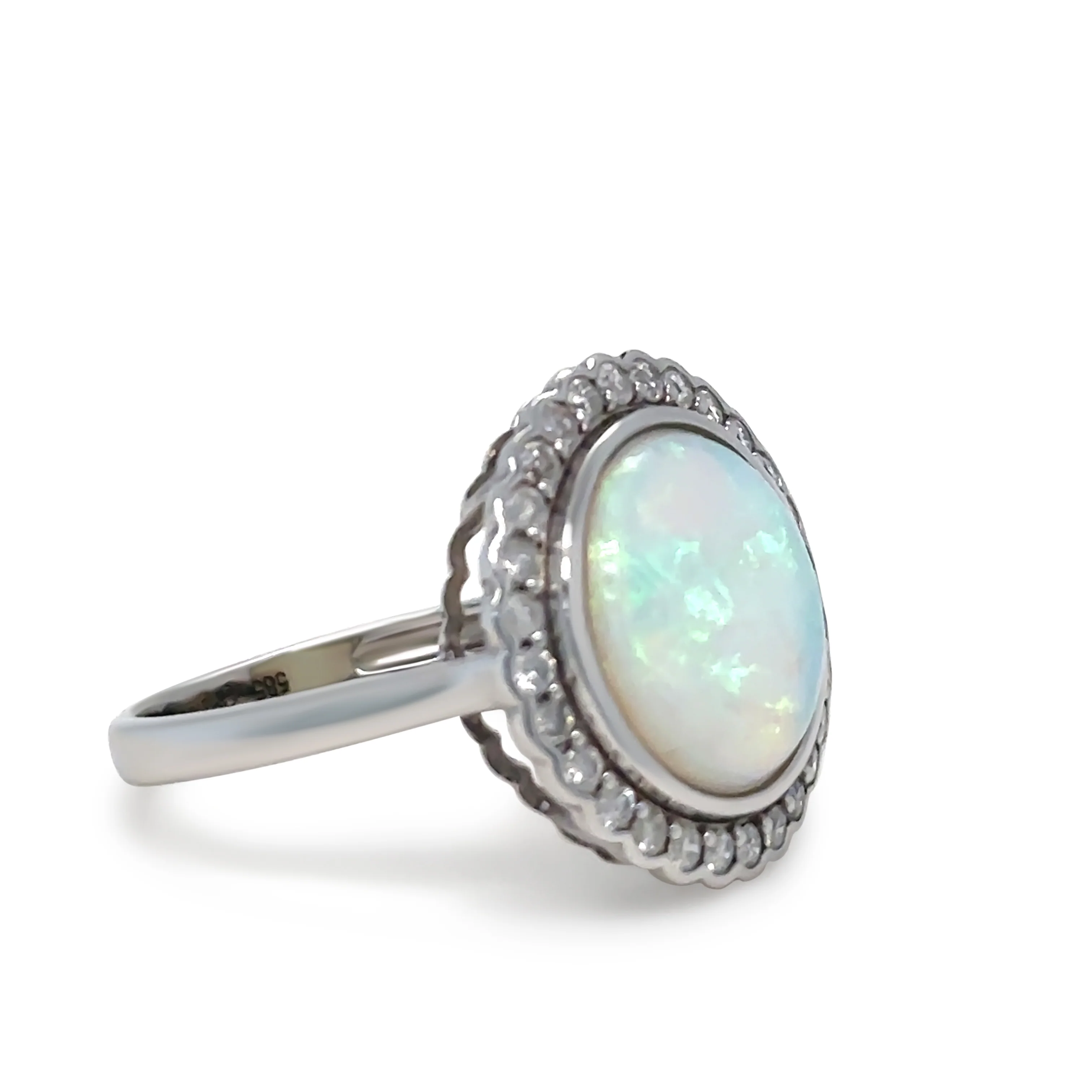 14ct White Gold Andamooka Opal and Diamond Ring 3.04ct - Image 4