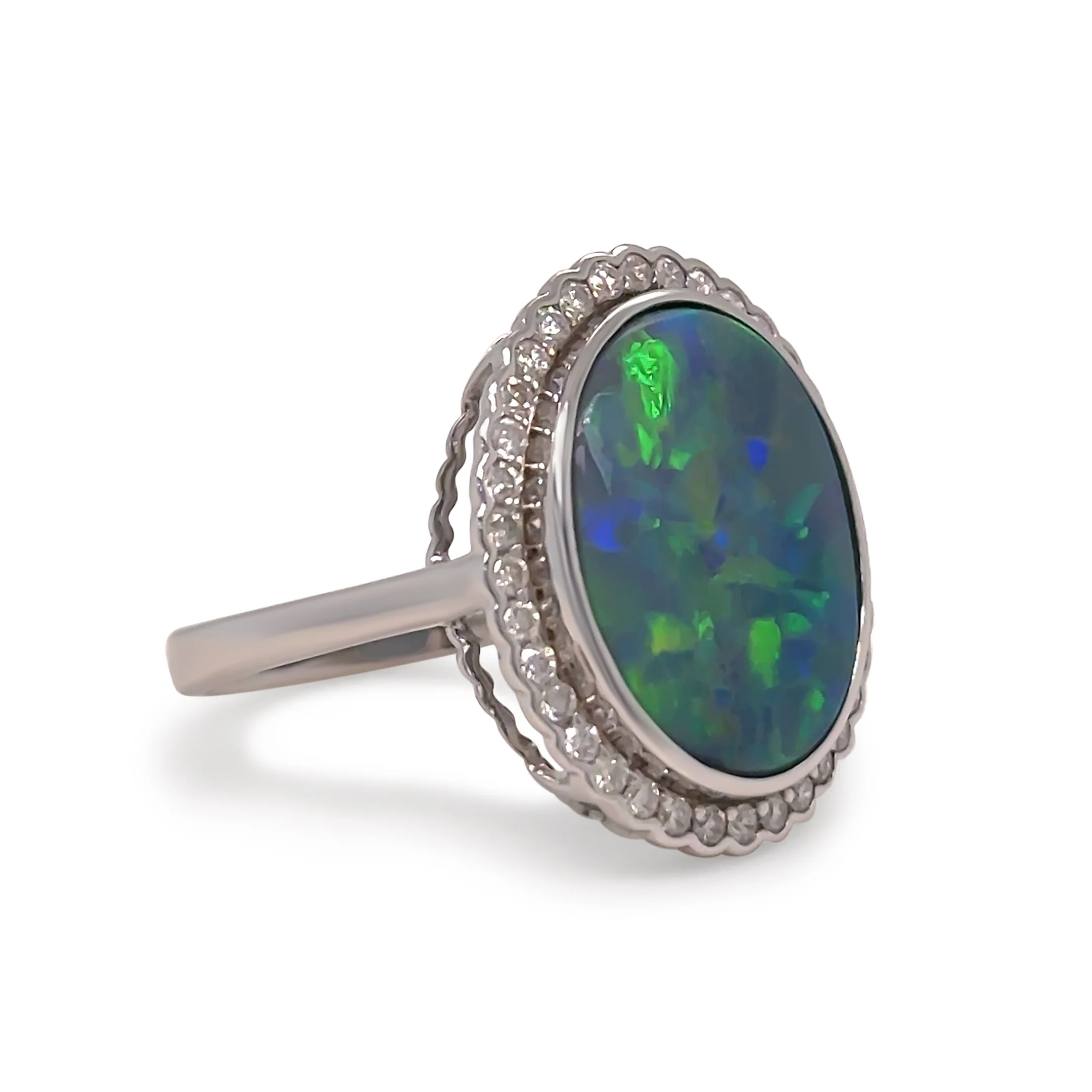 14ct White Gold Black Opal and Diamond Dress Ring 5.34ct - Image 4