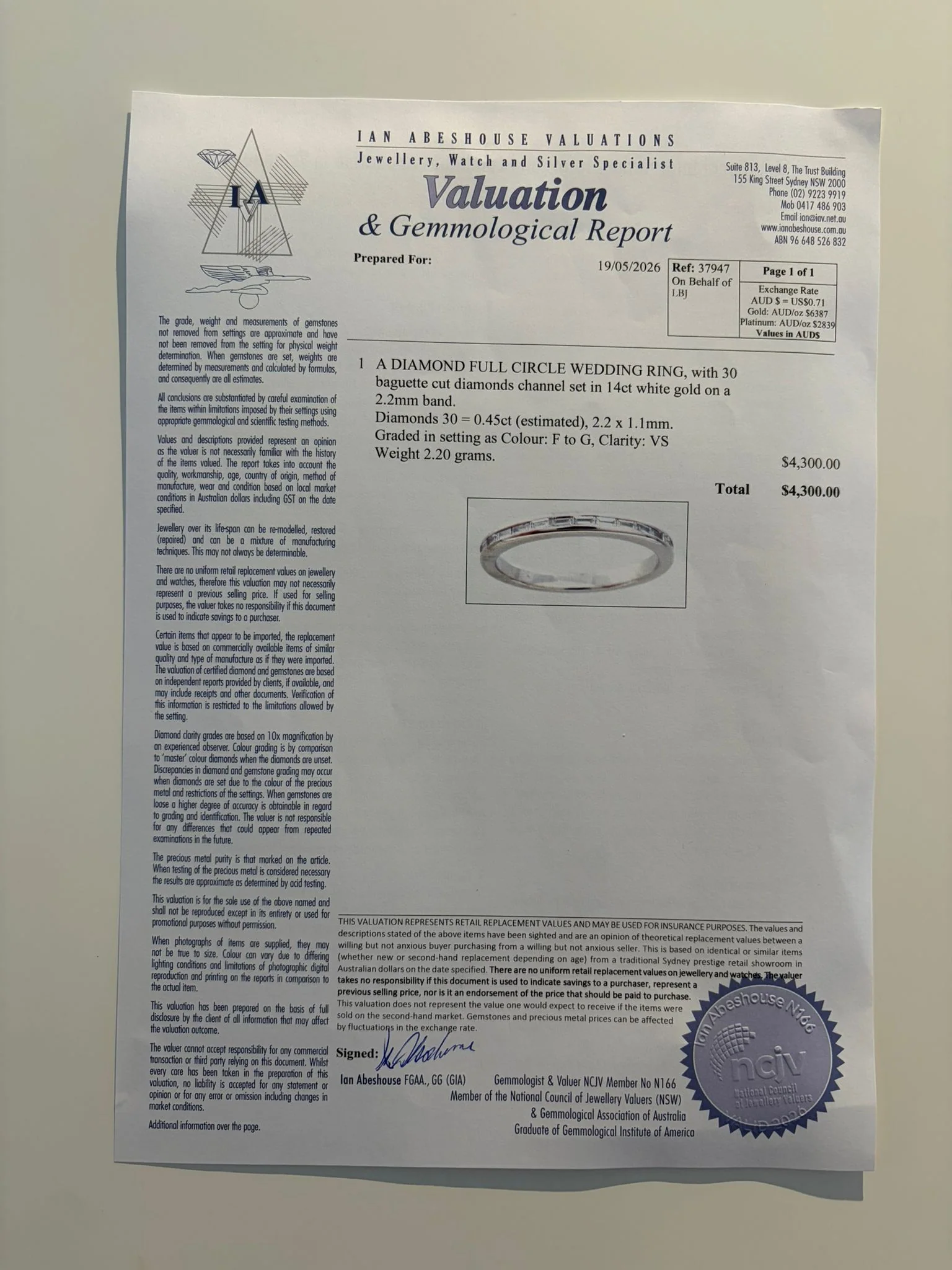 14ct White Gold Diamond Full Eternity Ring 0.45ct 2.2g - Image 6