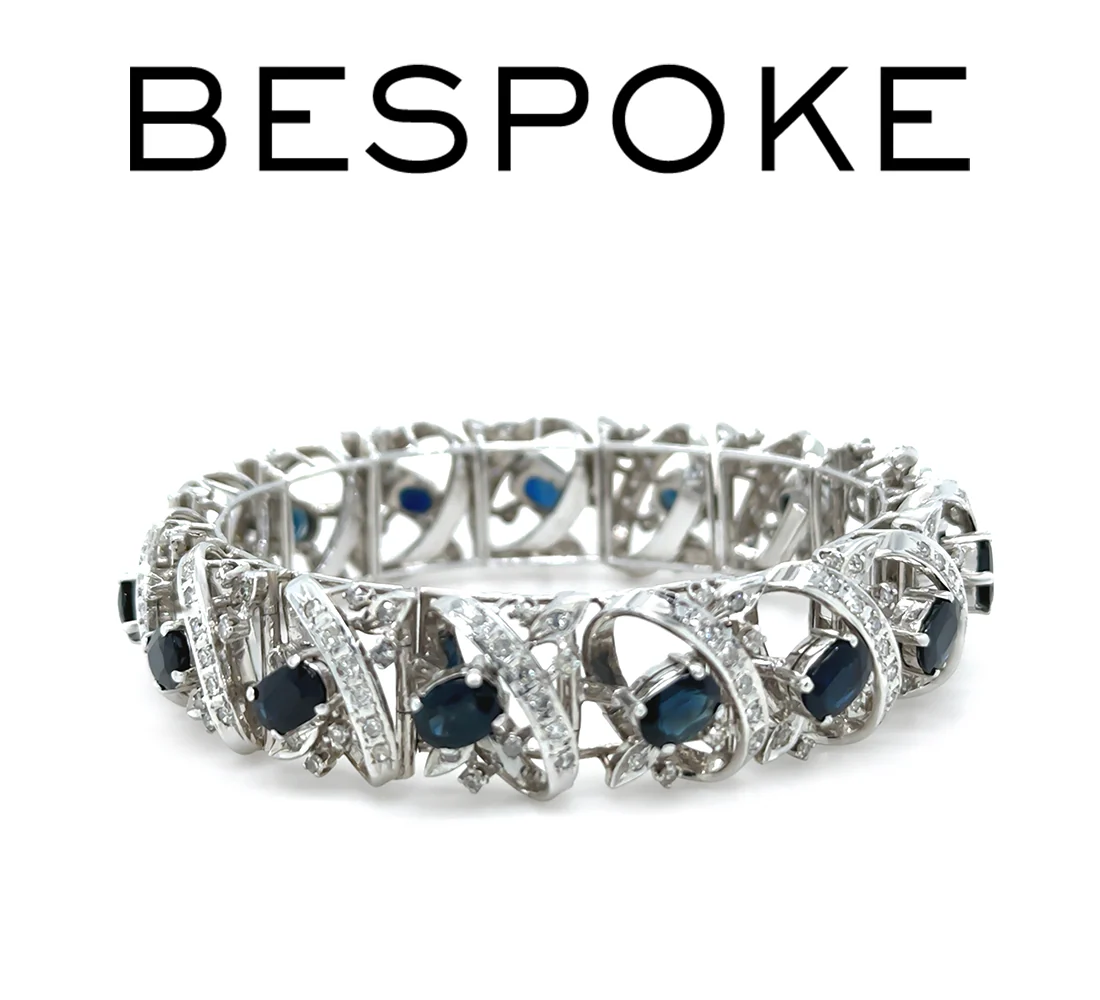 14ct White Gold Sapphire and Diamond Cluster Bracelet 11.45ct 48.29g