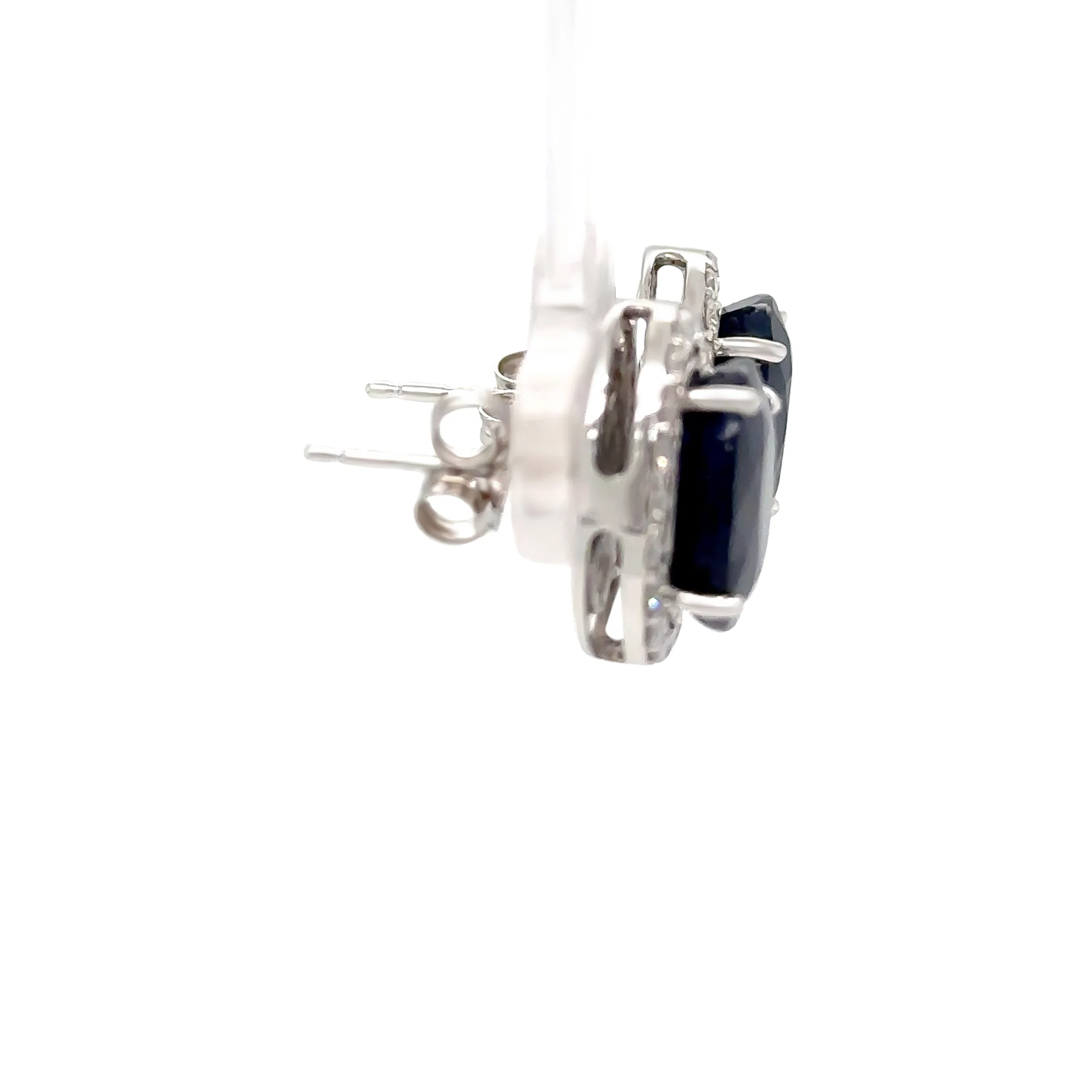 14ct White Gold Sapphire & Diamond Stud Earrings 7.56ct 4.66g - Image 4