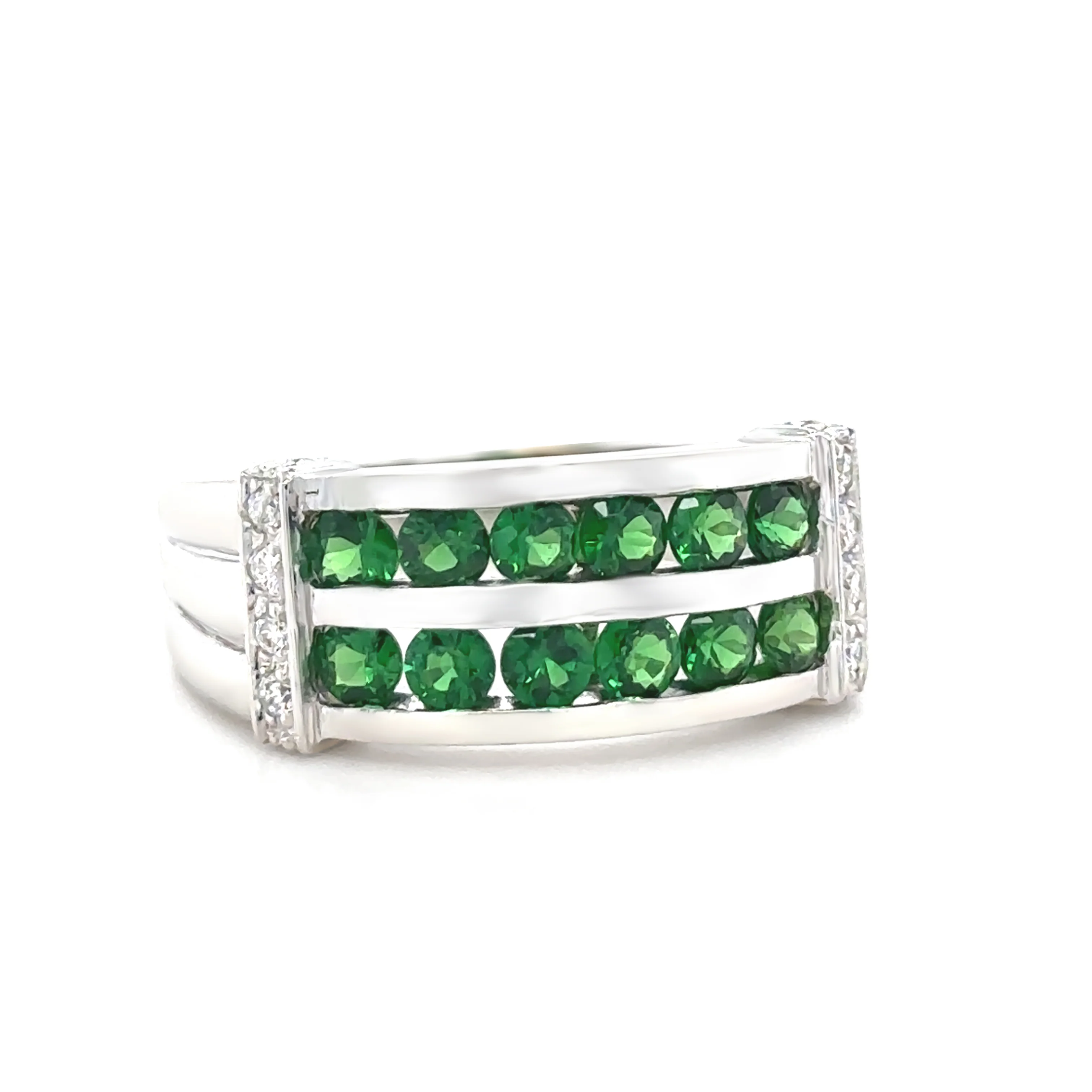 14ct White Gold Tsavorite Garnet and Diamond Ring 7.59g - Image 3