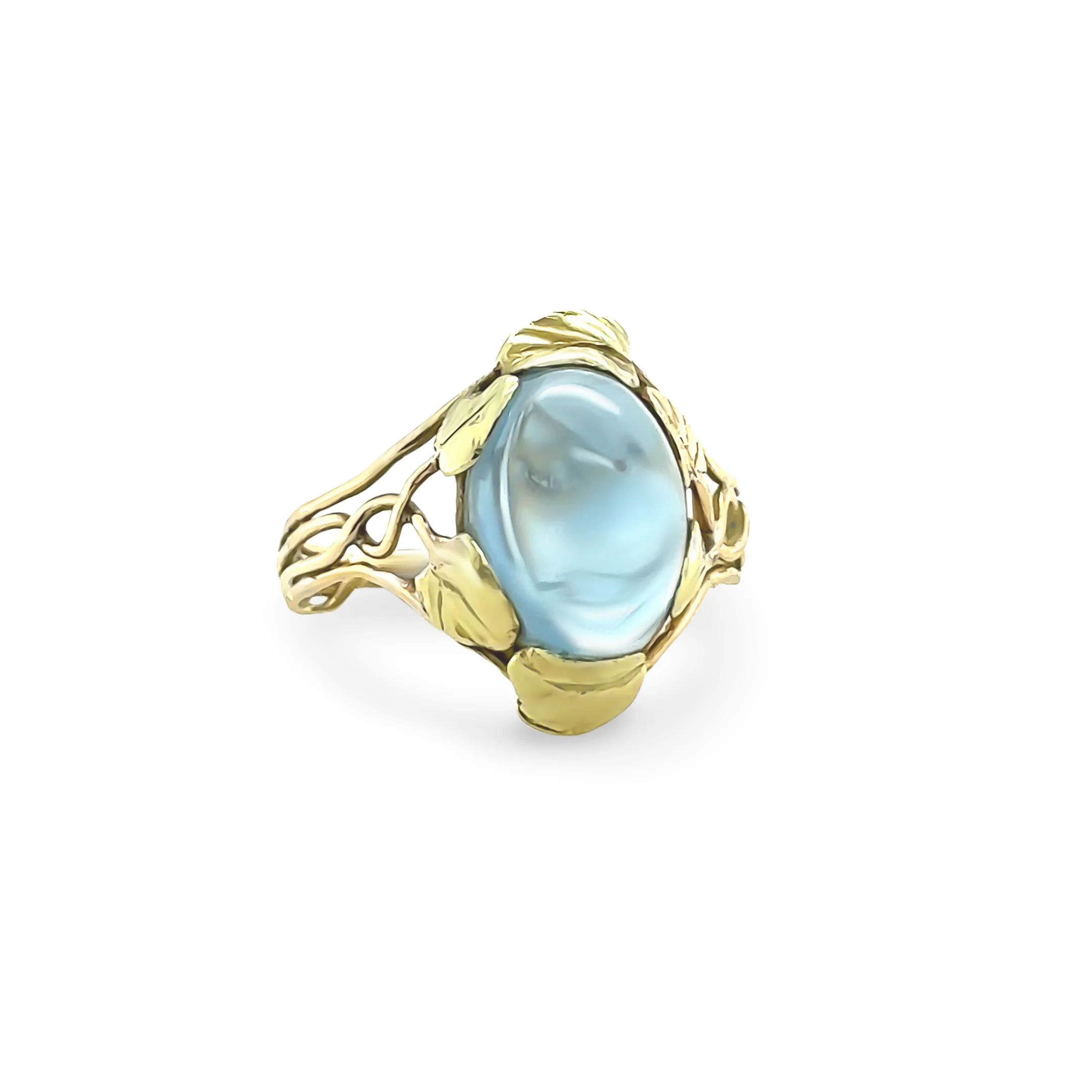 14ct Yellow and Green Gold Aquamarine Floral Ring 3.75ct - Image 2