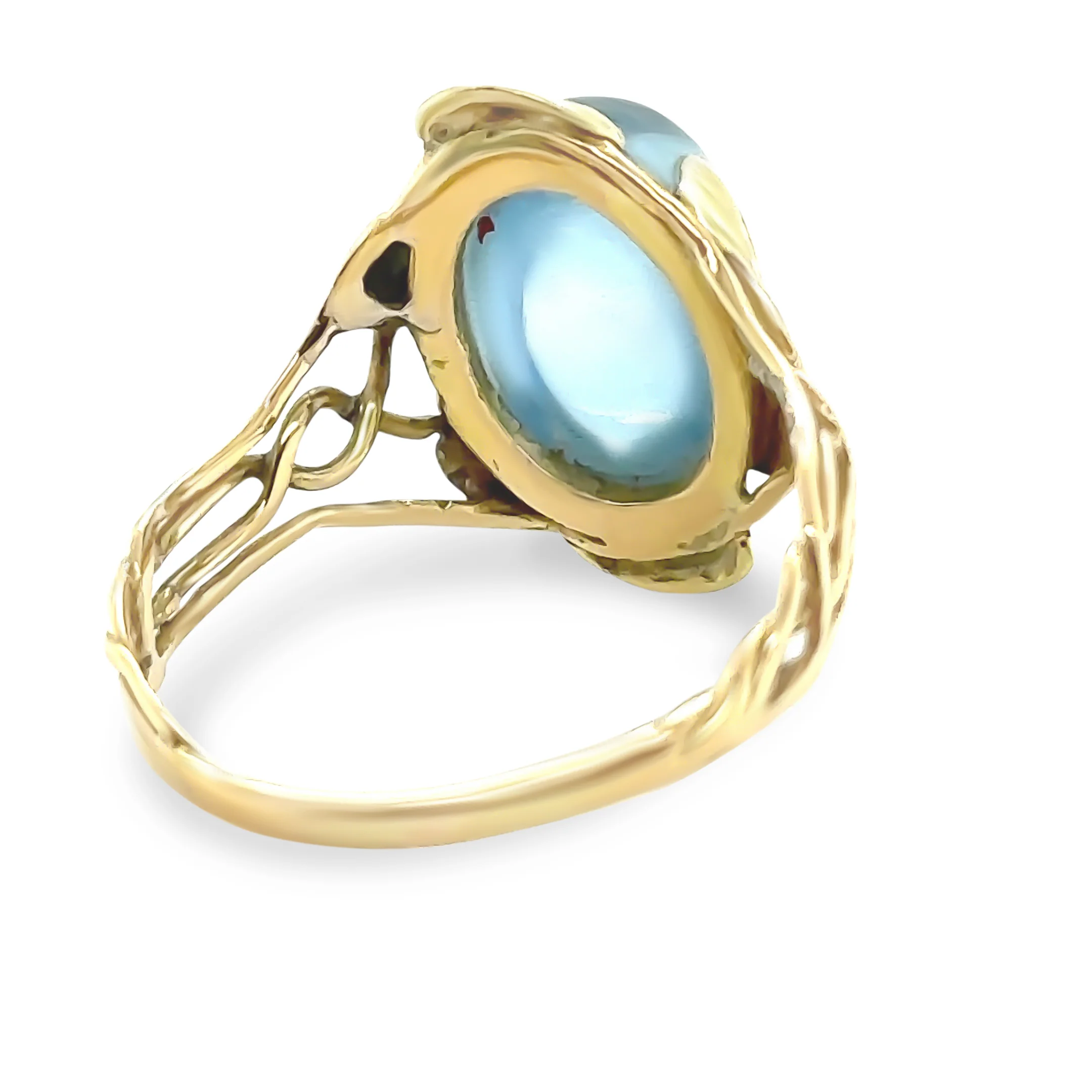 14ct Yellow and Green Gold Aquamarine Floral Ring 3.75ct - Image 5