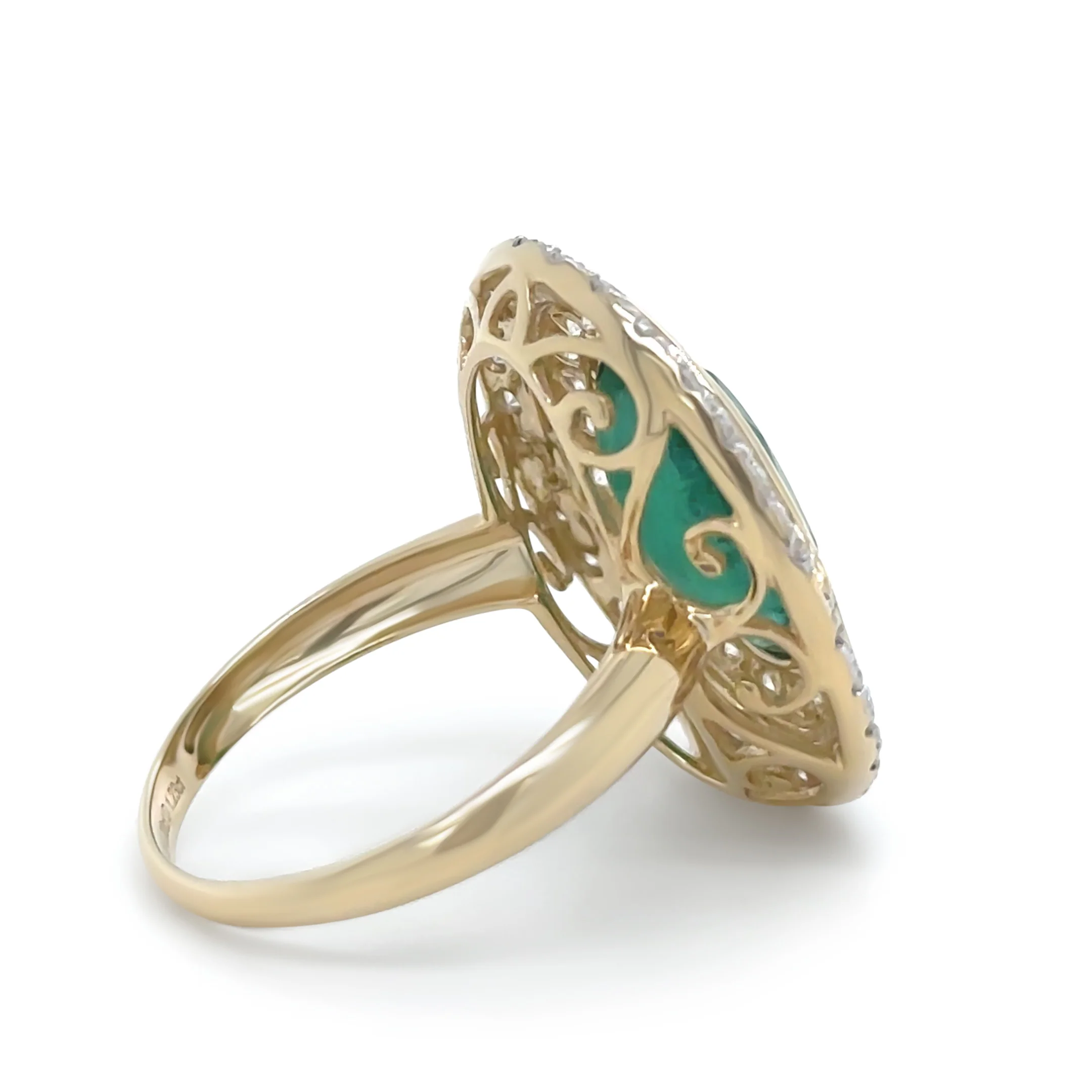 14ct Yellow Gold Emerald and Diamond Cocktail Ring 5.23ct - Image 6
