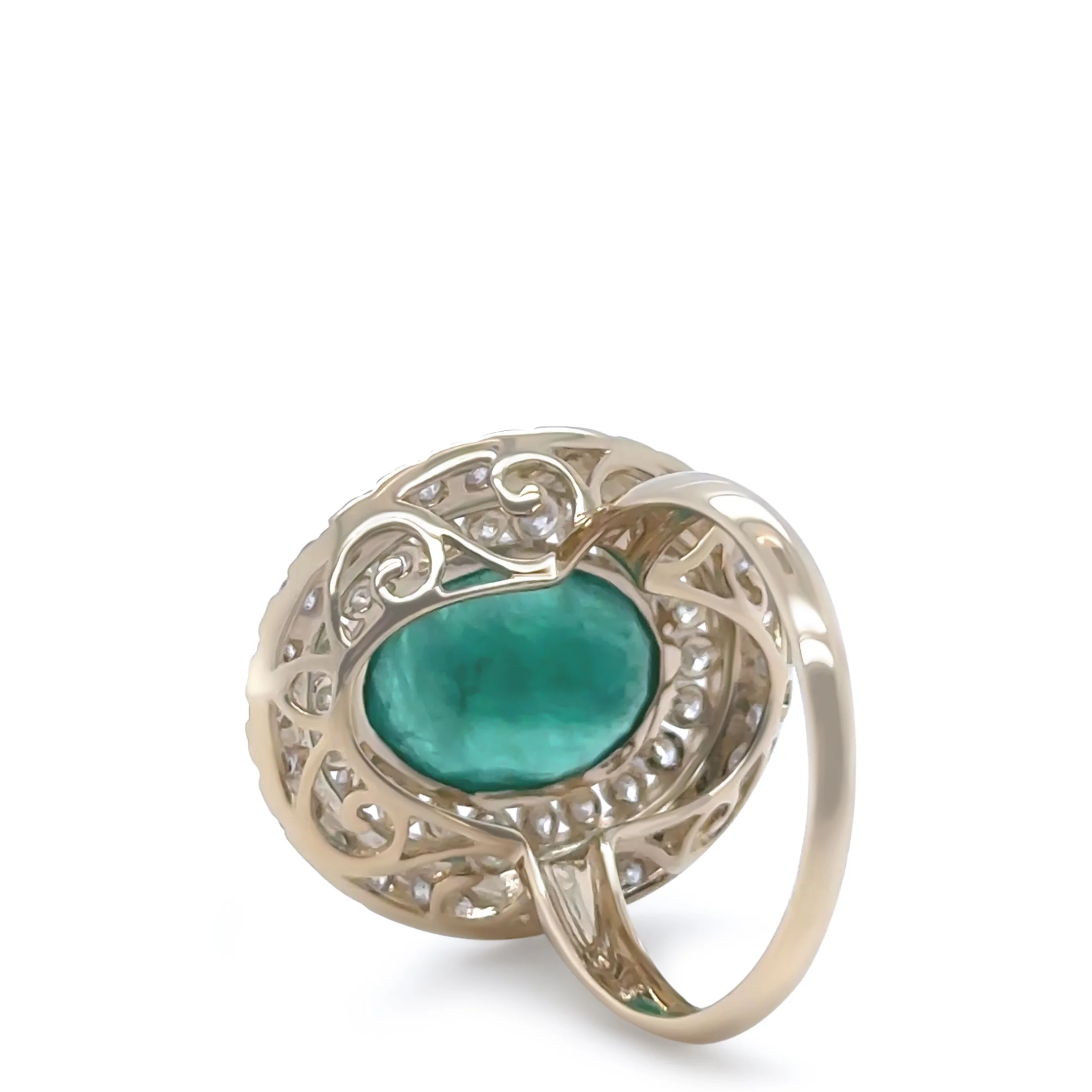 14ct Yellow Gold Emerald and Diamond Cocktail Ring 5.23ct - Image 7