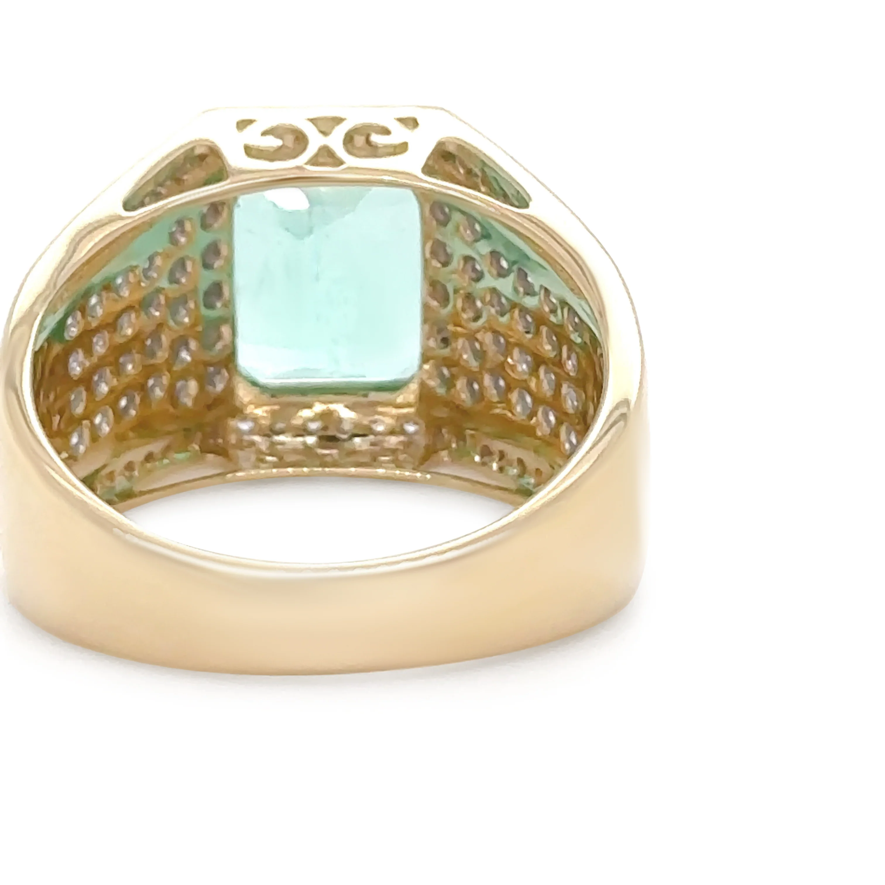 14ct Yellow Gold Emerald and Diamond Gent’s Statement Ring 3.36ct - Image 6