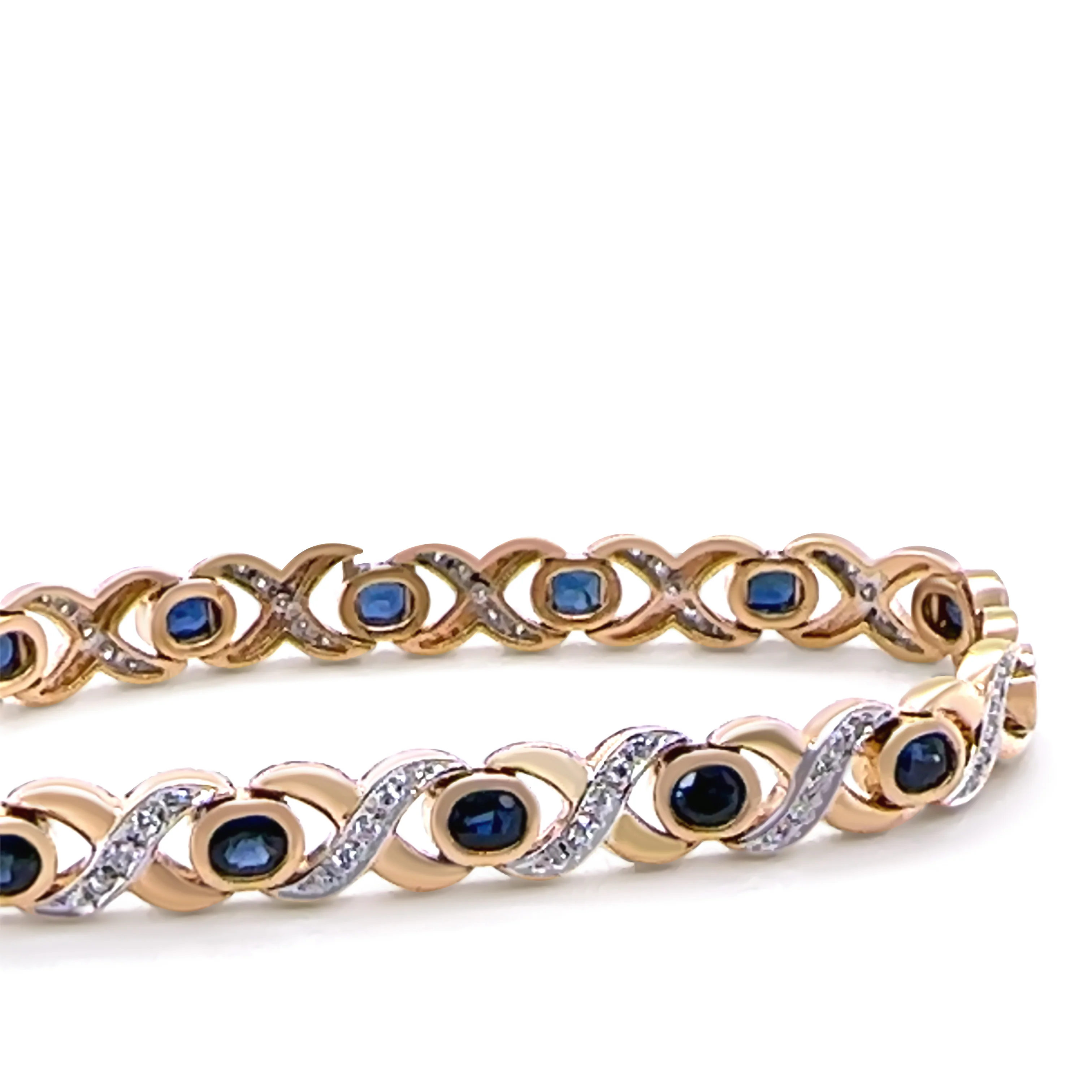14ct Yellow Gold Sapphire and Diamond Bracelet 0.56ct 20.13g - Image 4