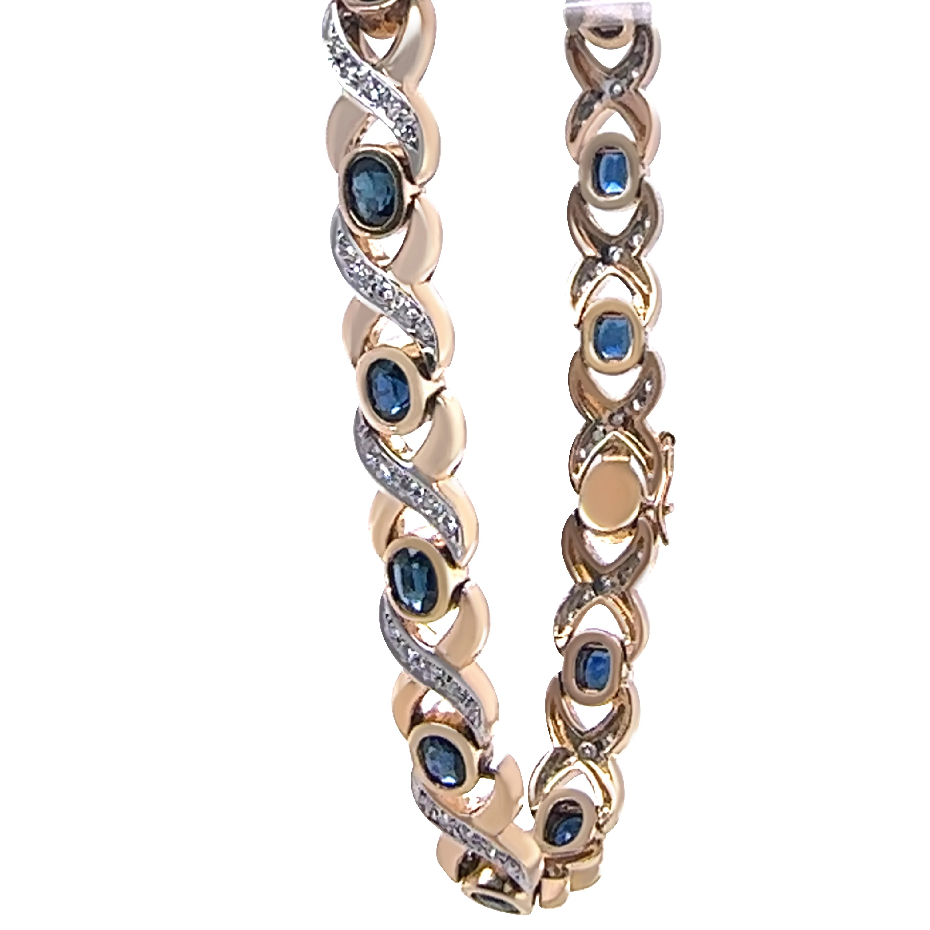 14ct Yellow Gold Sapphire and Diamond Bracelet 0.56ct 20.13g - Image 7