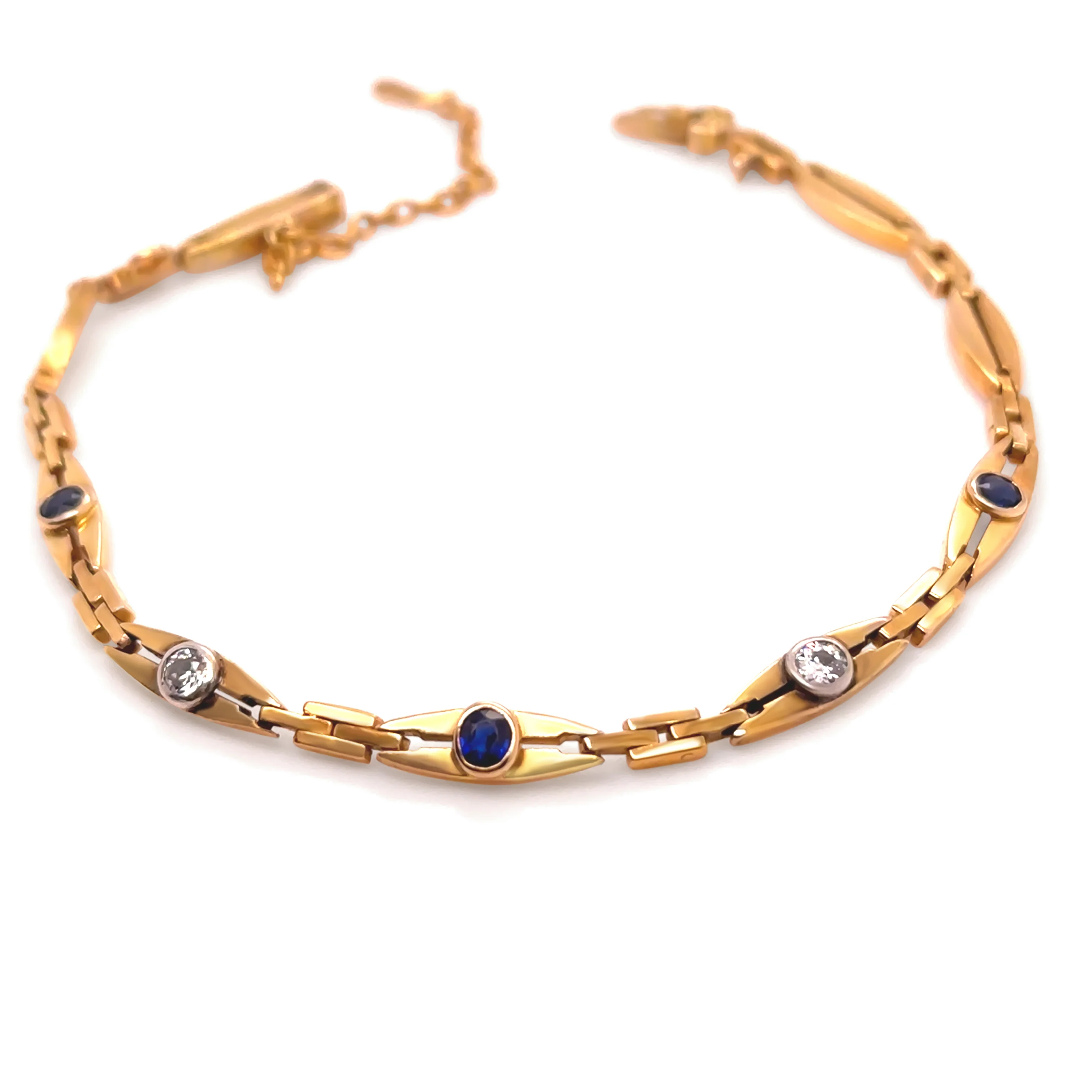 14ct Yellow Gold Sapphire and Diamond Bracelet 0.69ct 9.83g - Image 2