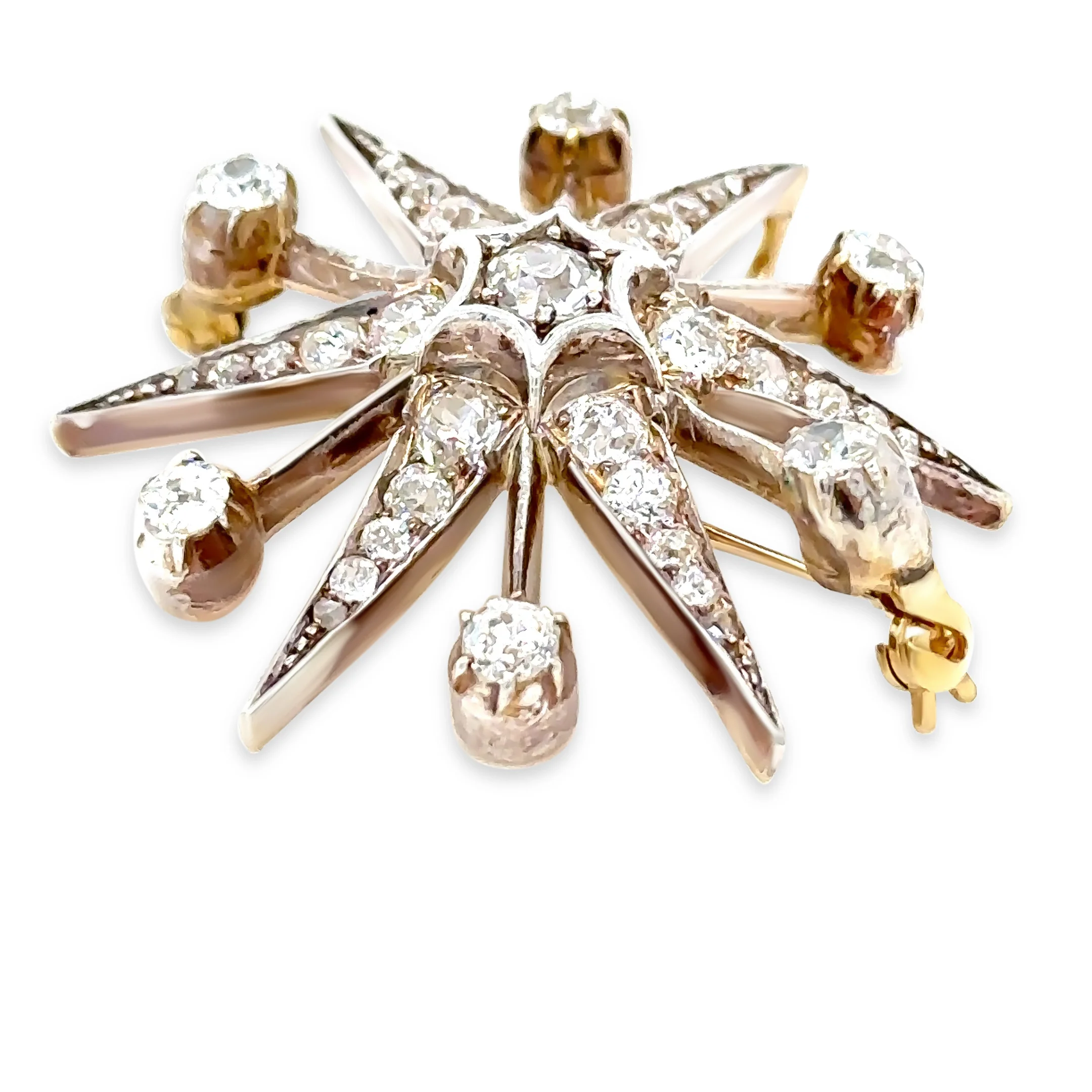 15ct Yellow Gold Victorian Diamond Starburst Brooch 2.50ct 8.68g - Image 3