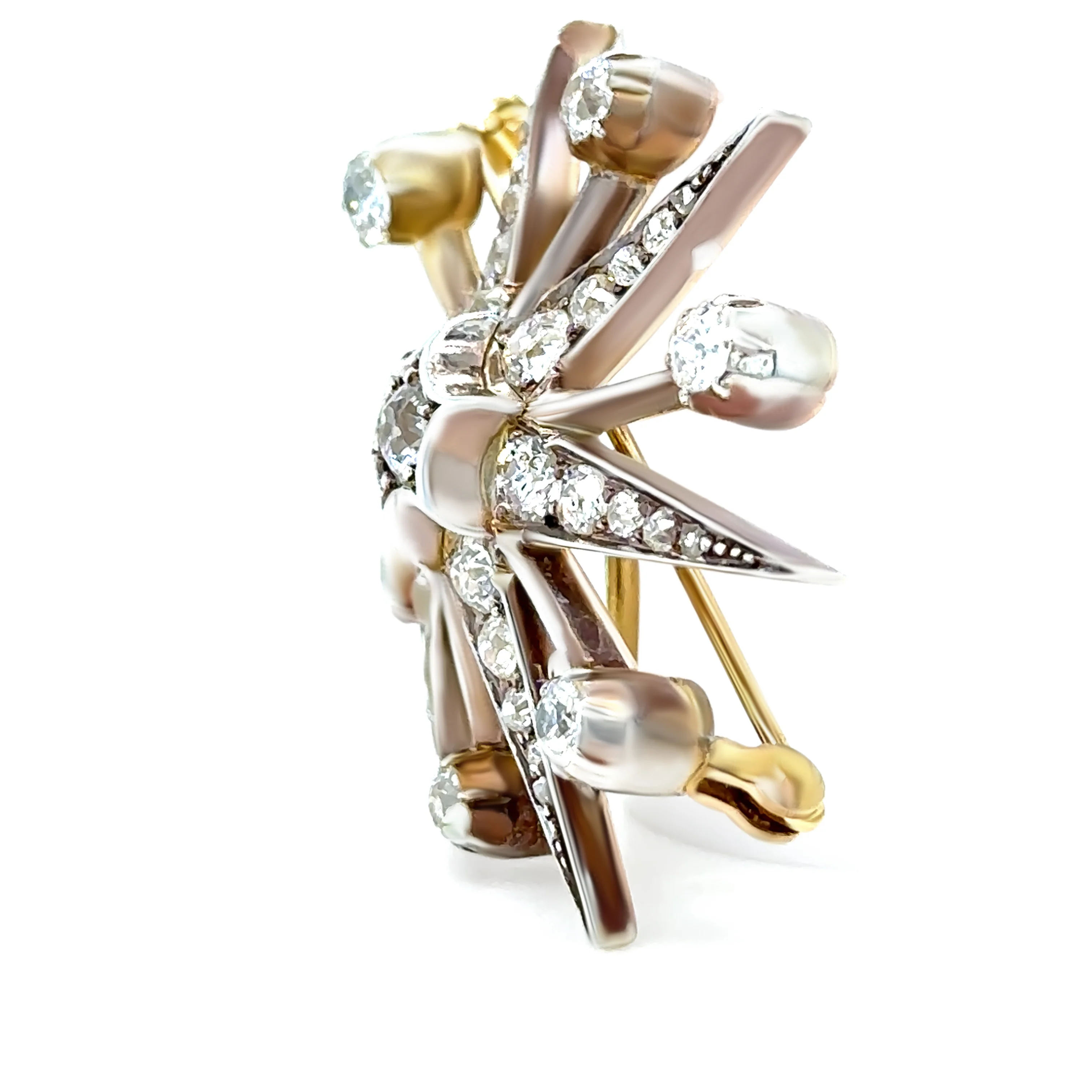 15ct Yellow Gold Victorian Diamond Starburst Brooch 2.50ct 8.68g - Image 5