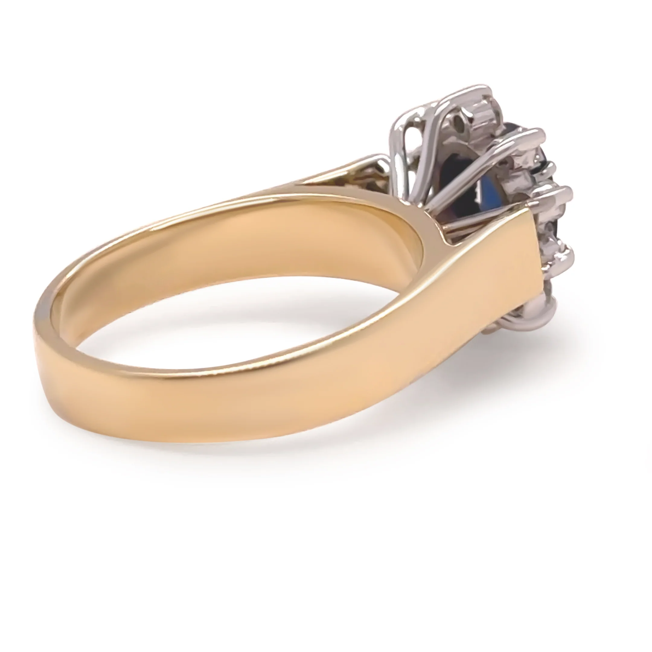 18ct Two-Tone Gold Sapphire and Diamond Cluster Ring 1.45ct 6.5g - Image 5