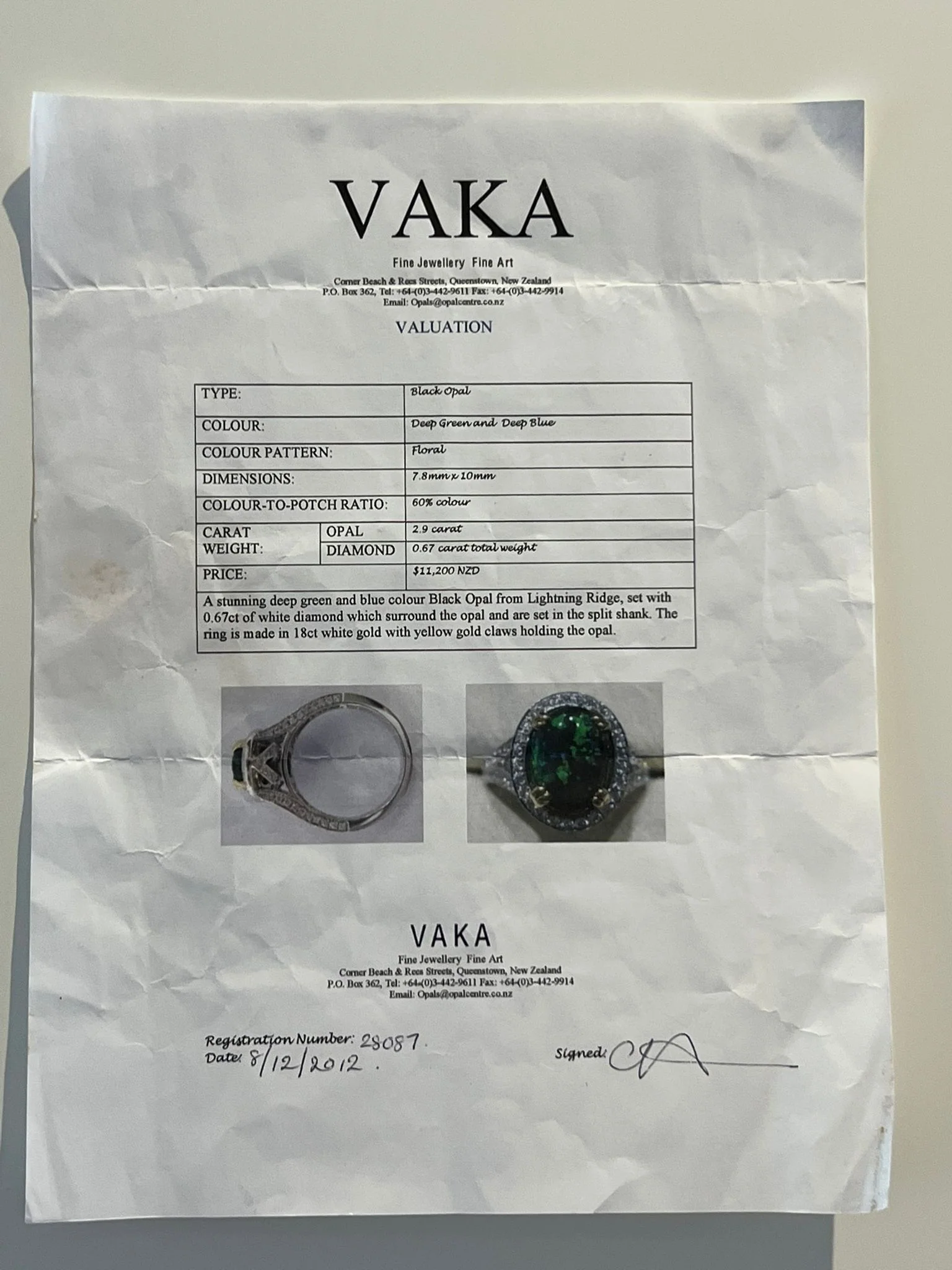 18ct White and Yellow Gold Black Opal and Diamond Ring 3.57ct 6.52g - Image 9
