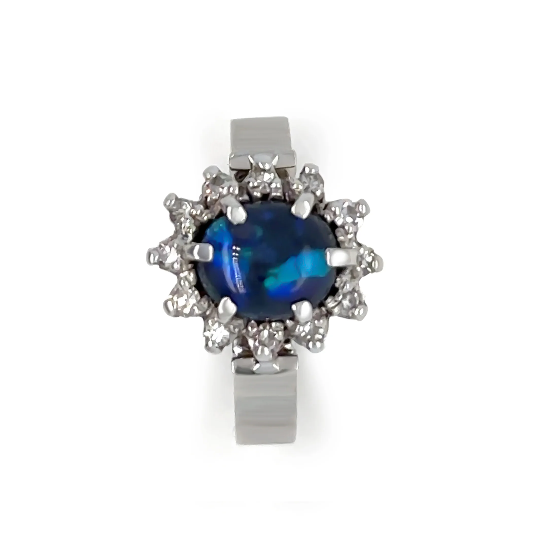 18ct White Gold Black Opal and Diamond Cluster Ring 0.62ct 5.28g - Image 4