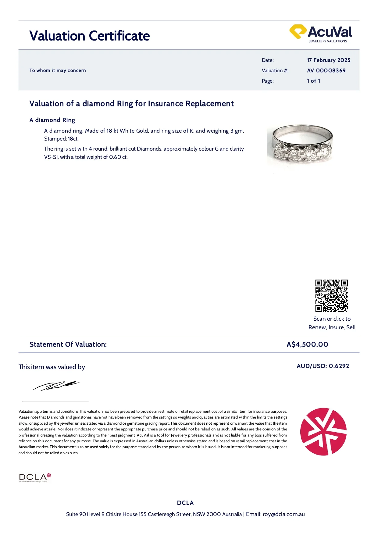 18ct White Gold Diamond Eternity Ring 0.60ct 3g - Image 7