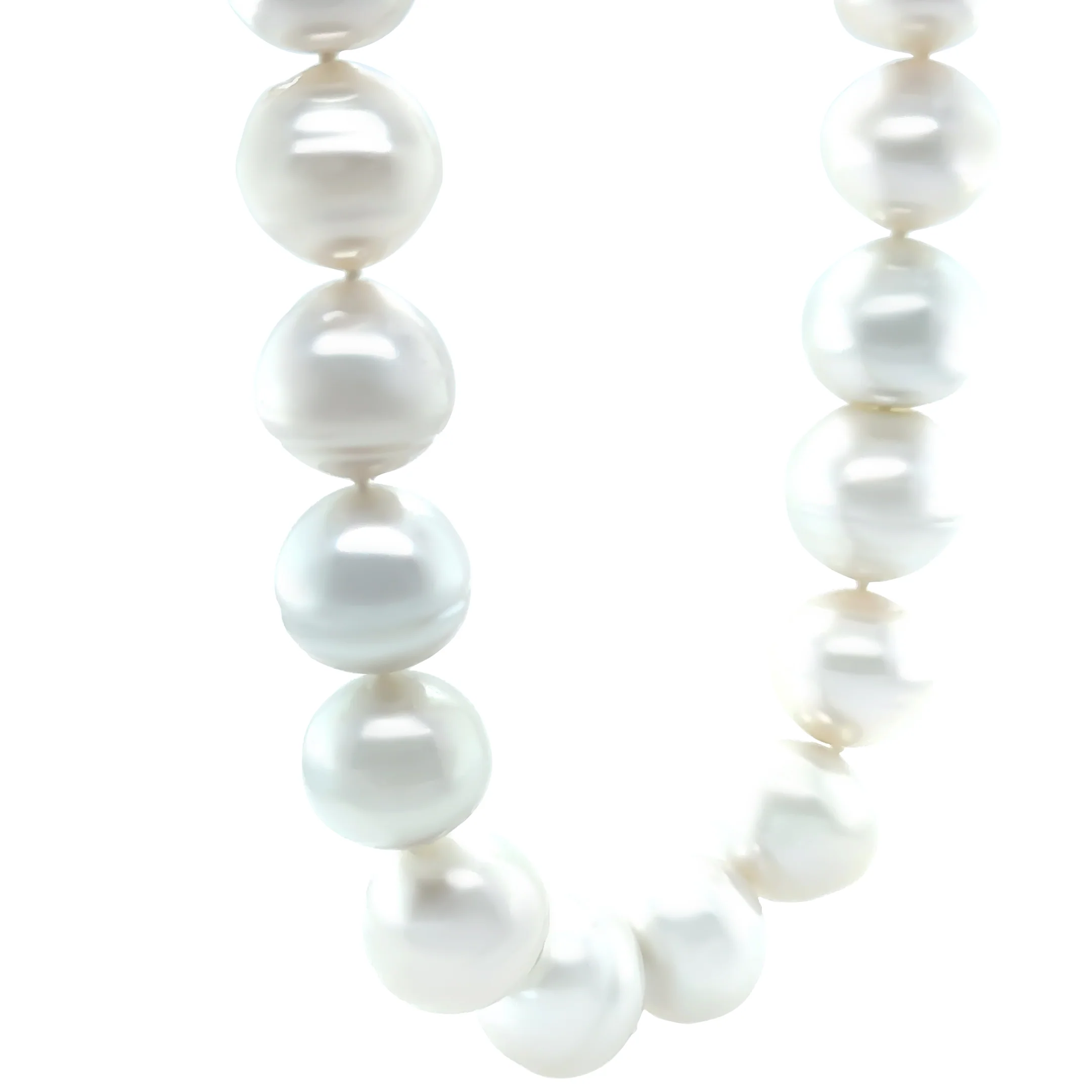 18ct White Gold Graduated South Sea Cultured Pearl Necklace with Diamond Clasp 0.34ct 149.58g - Image 5