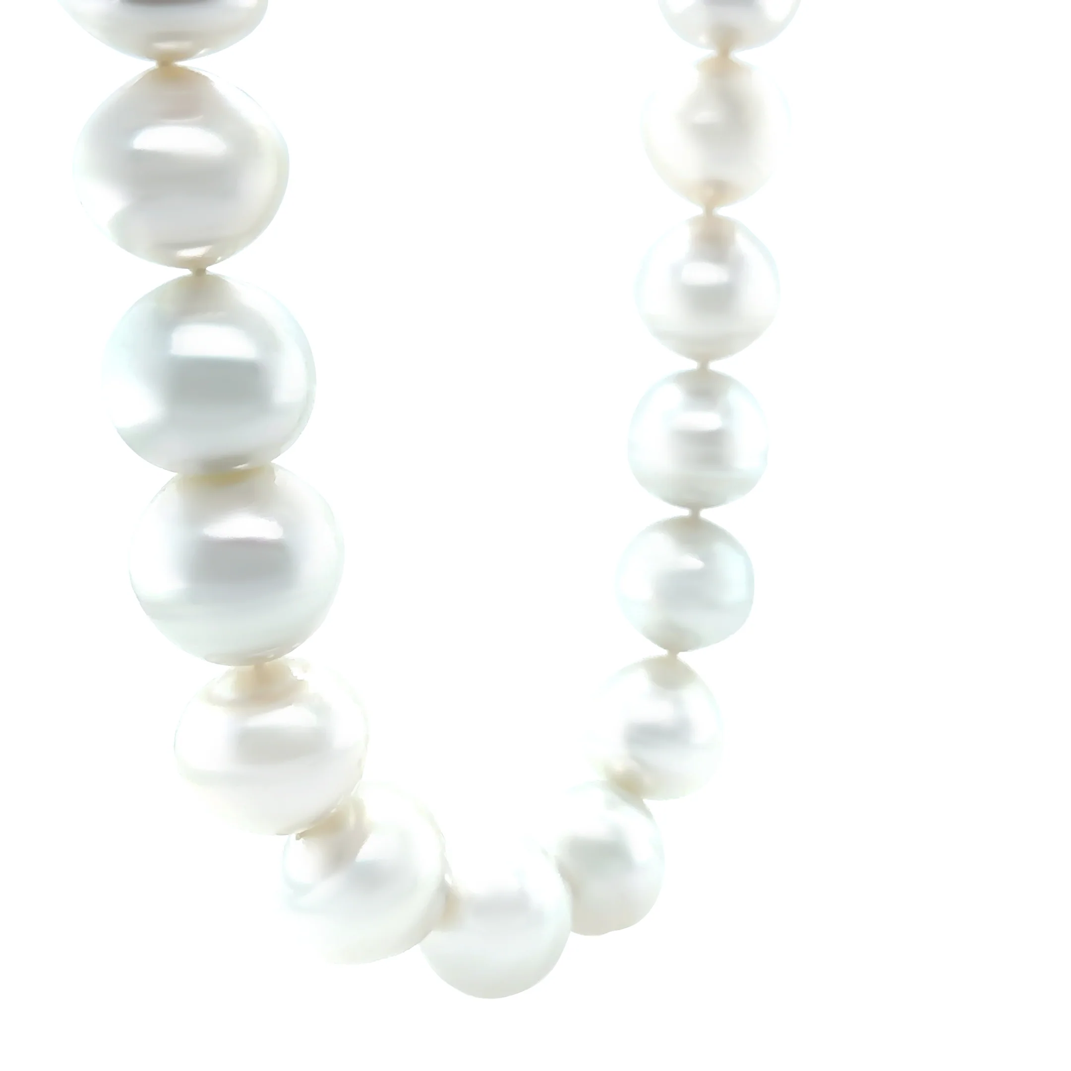 18ct White Gold Graduated South Sea Cultured Pearl Necklace with Diamond Clasp 0.34ct 149.58g - Image 6