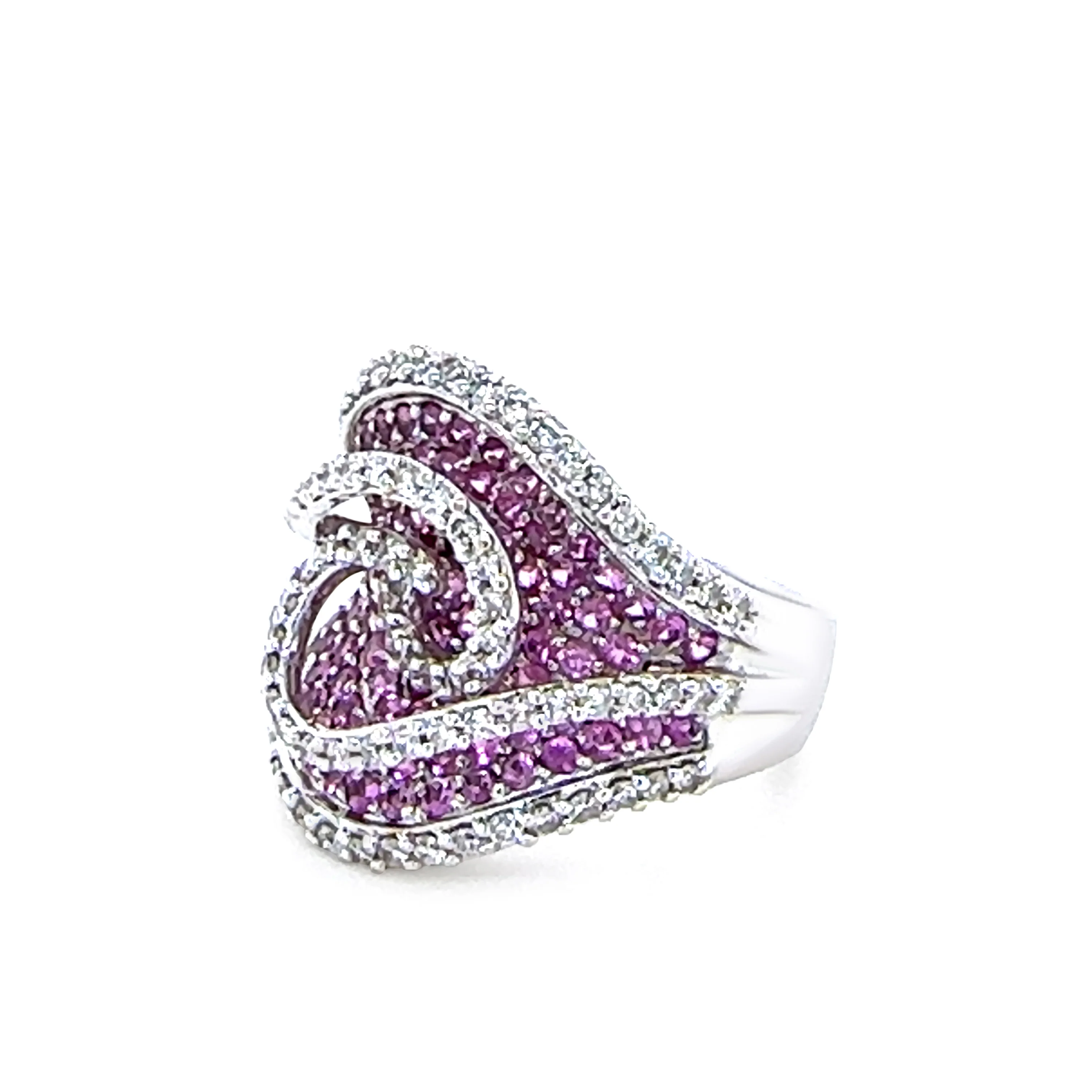 18ct White Gold Pink Sapphire and Diamond Dress Ring 3.74ct 17.85g - Image 10
