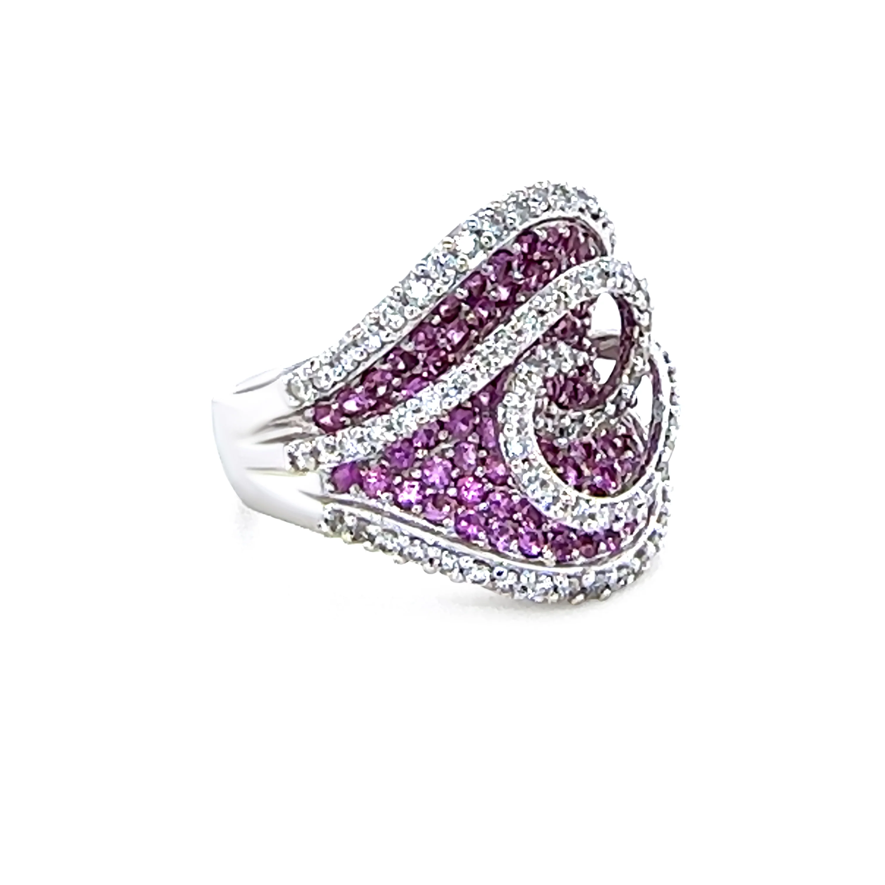 18ct White Gold Pink Sapphire and Diamond Dress Ring 3.74ct 17.85g - Image 4