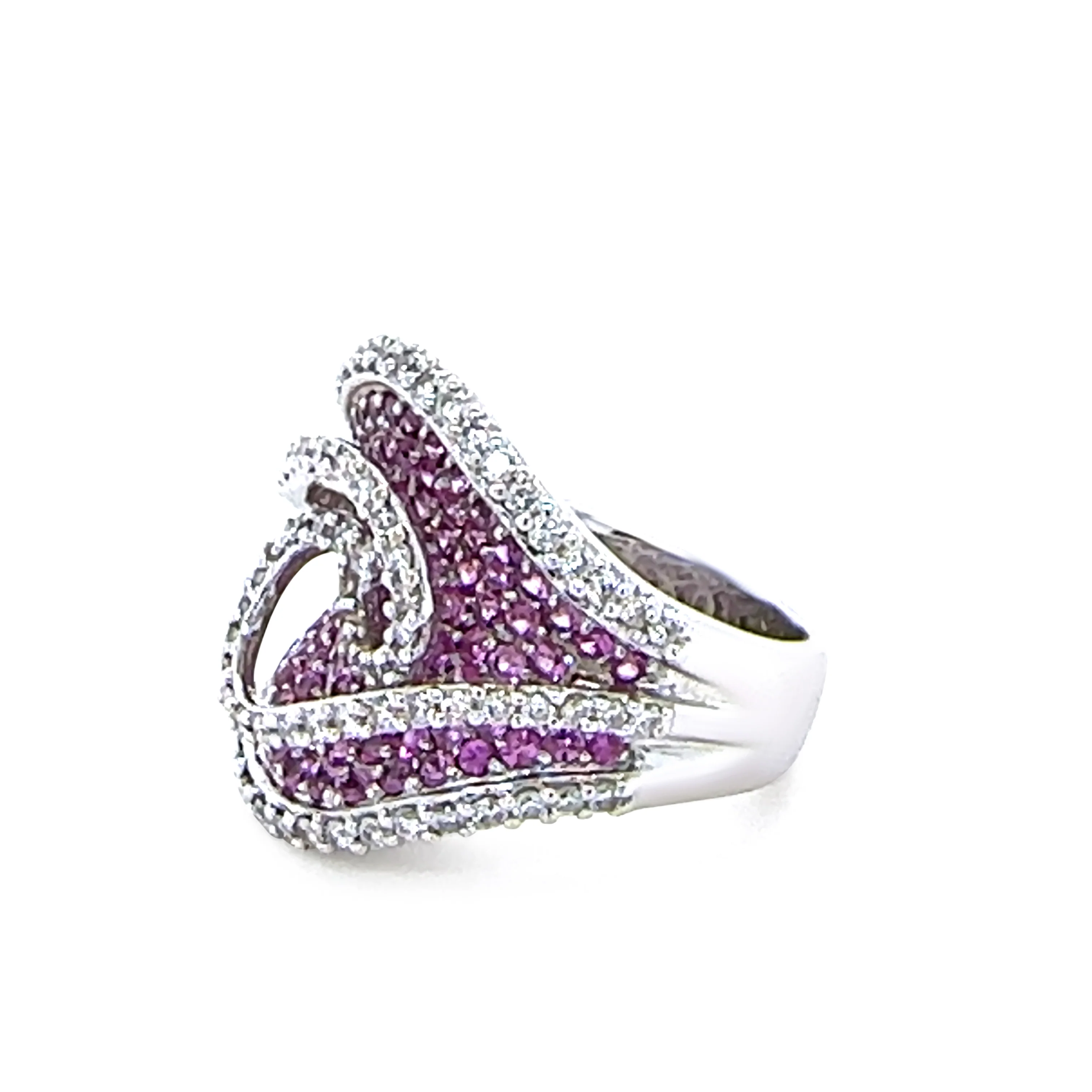 18ct White Gold Pink Sapphire and Diamond Dress Ring 3.74ct 17.85g - Image 9