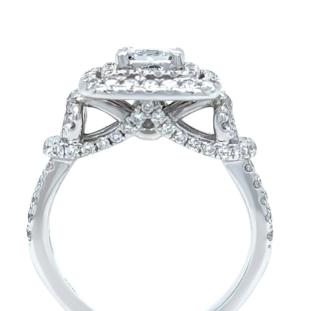 18ct White Gold Princess Cut Diamond Halo Ring 1.85ct 6.3g - Image 9