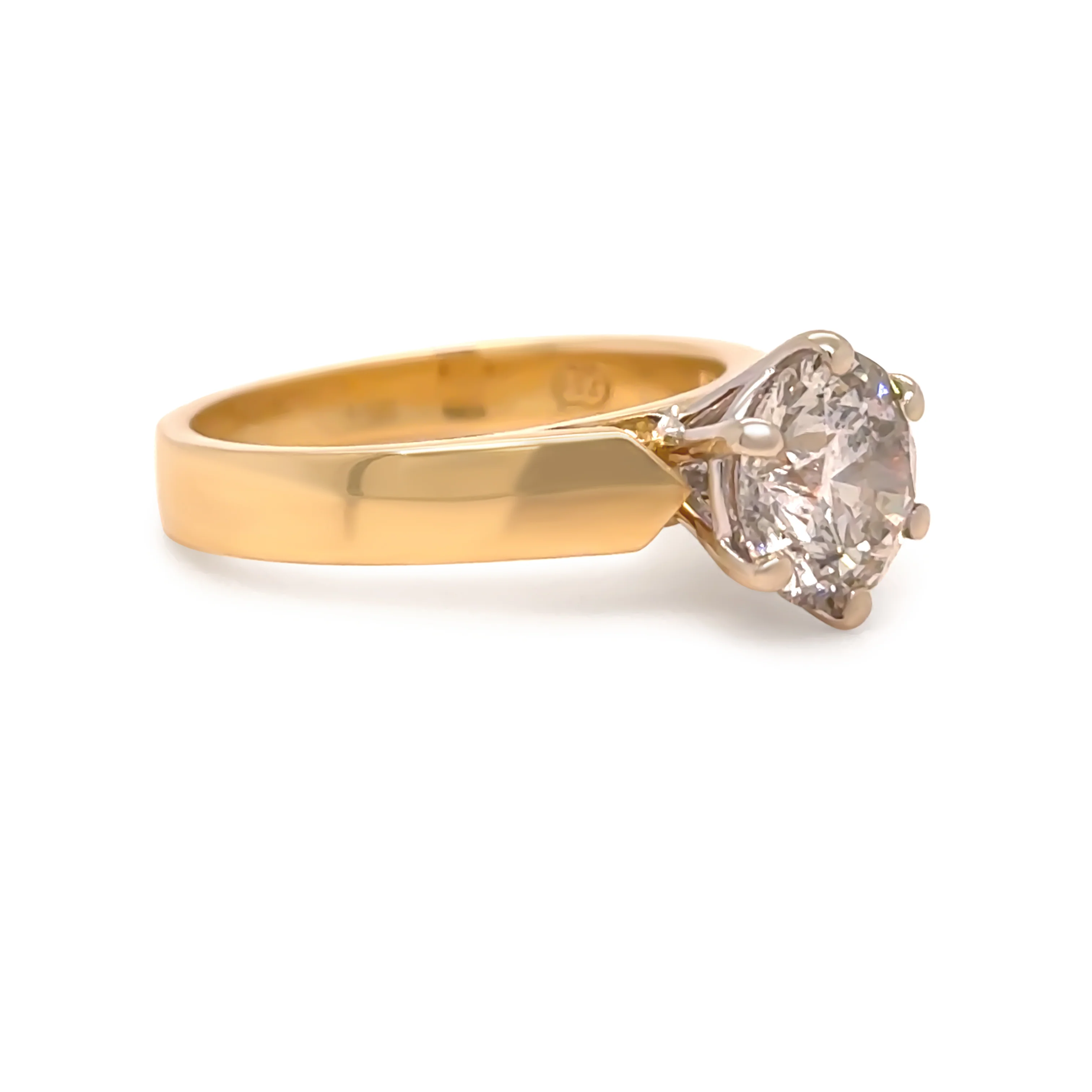 18ct Yellow and White Gold Round Brilliant Cut Diamond Solitaire Ring 2.04ct 5.95g - Image 3