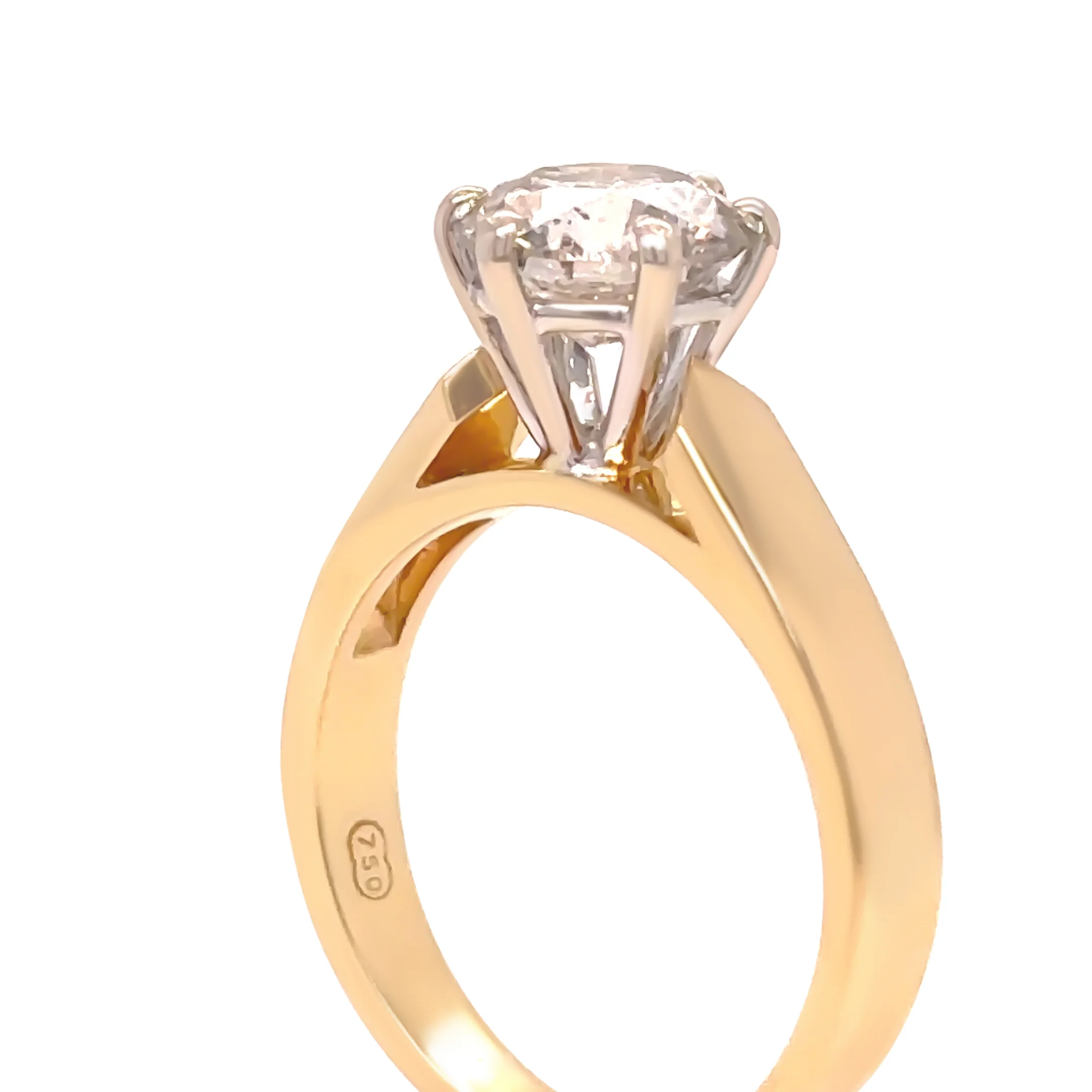18ct Yellow and White Gold Round Brilliant Cut Diamond Solitaire Ring 2.04ct 5.95g - Image 6
