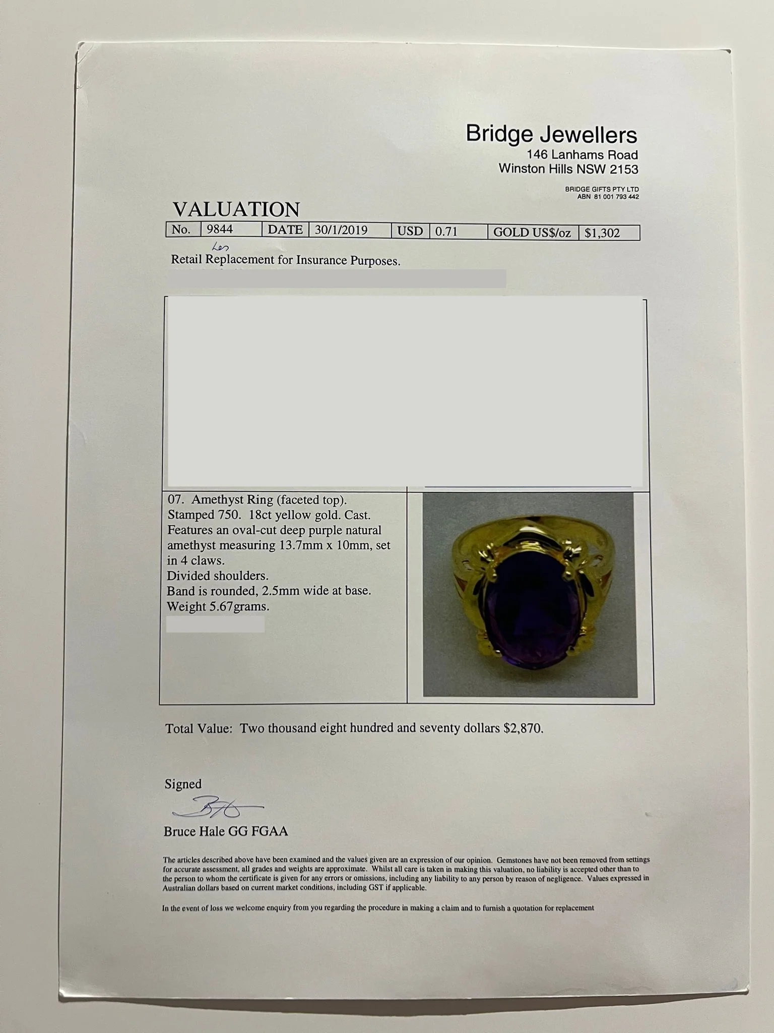 18ct Yellow Gold Amethyst Ring 6.70ct 5.67g - Image 6