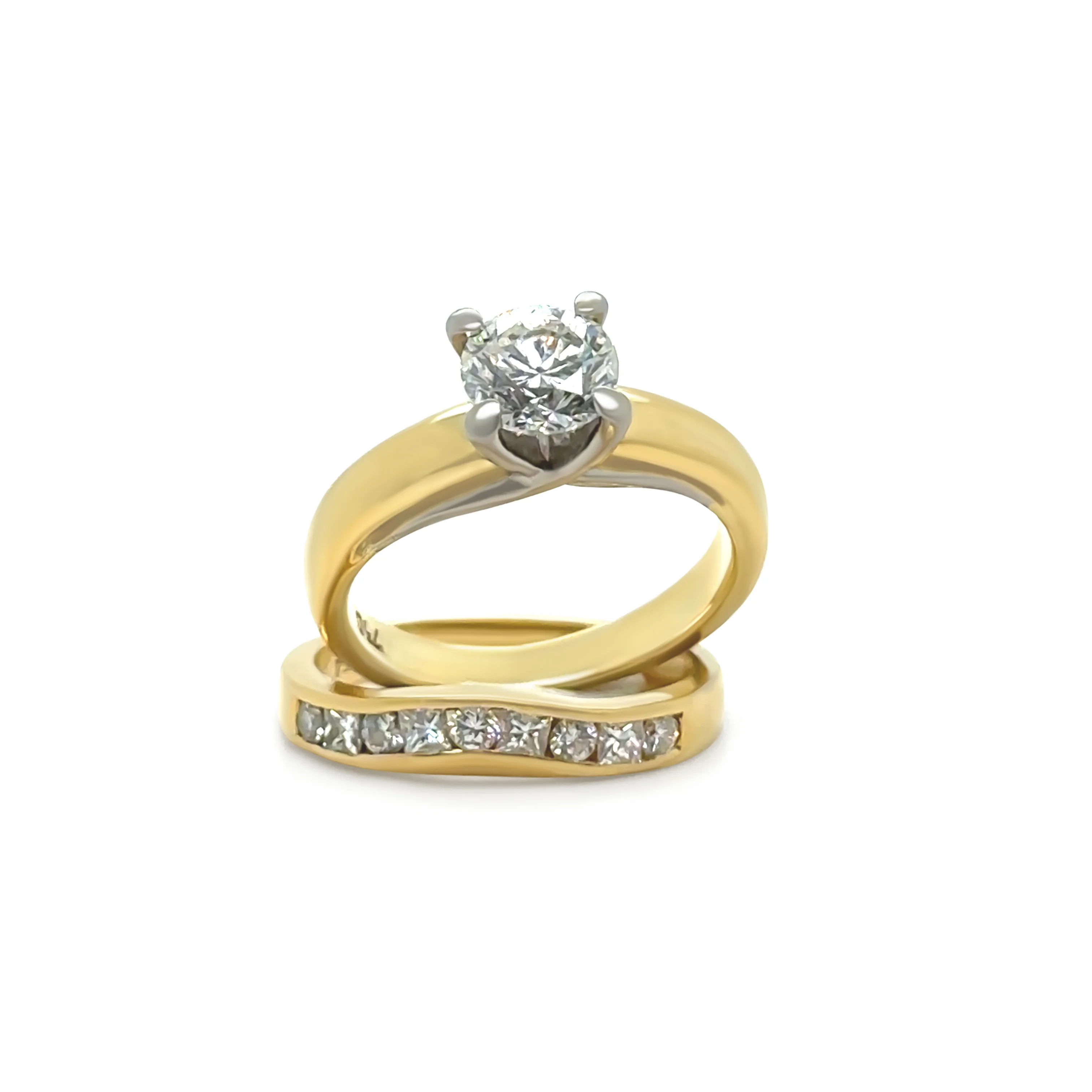 18ct Yellow Gold Diamond Engagement Ring and Wedding Band Set 1.30ct - Image 4