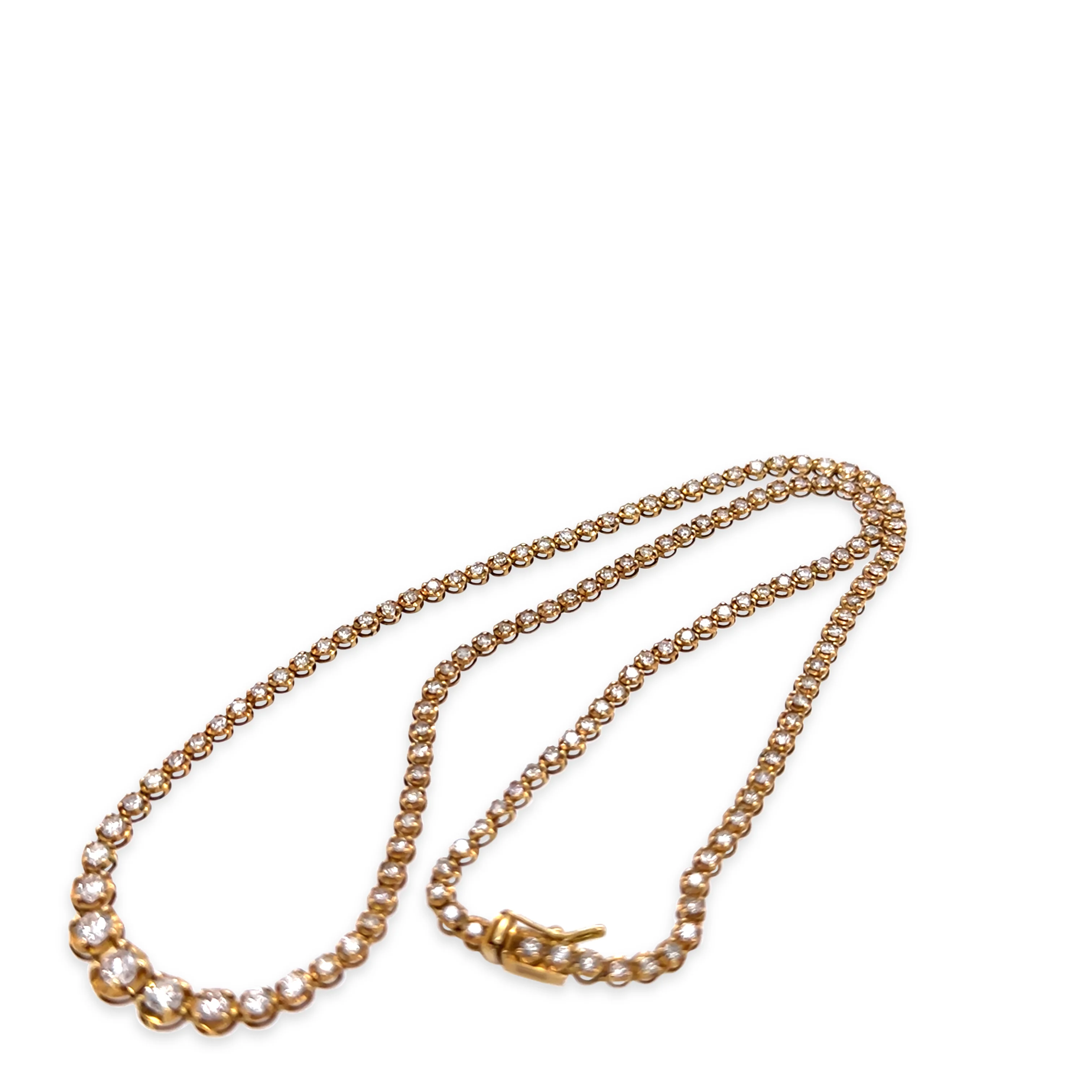 18ct Yellow Gold Diamond Tennis Necklace 3.00ct 8.3g - Image 7