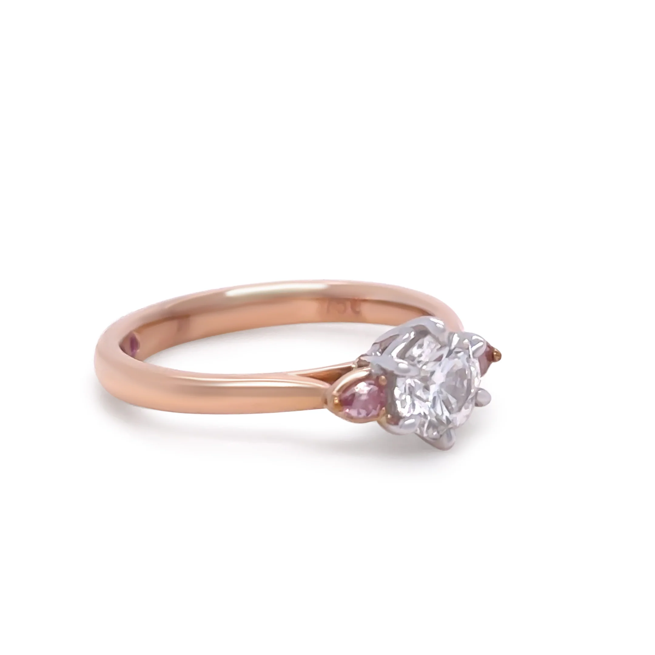 Pink argyle diamond 18ct White & Rose Gold Trilogy Ring 0.79ct - Image 4