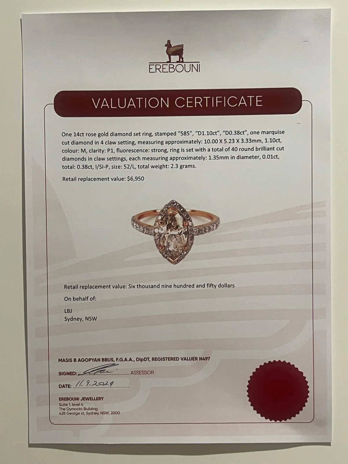 Bespoke 14ct Rose Gold Diamond Engagement Ring 1.48ct - Image 8