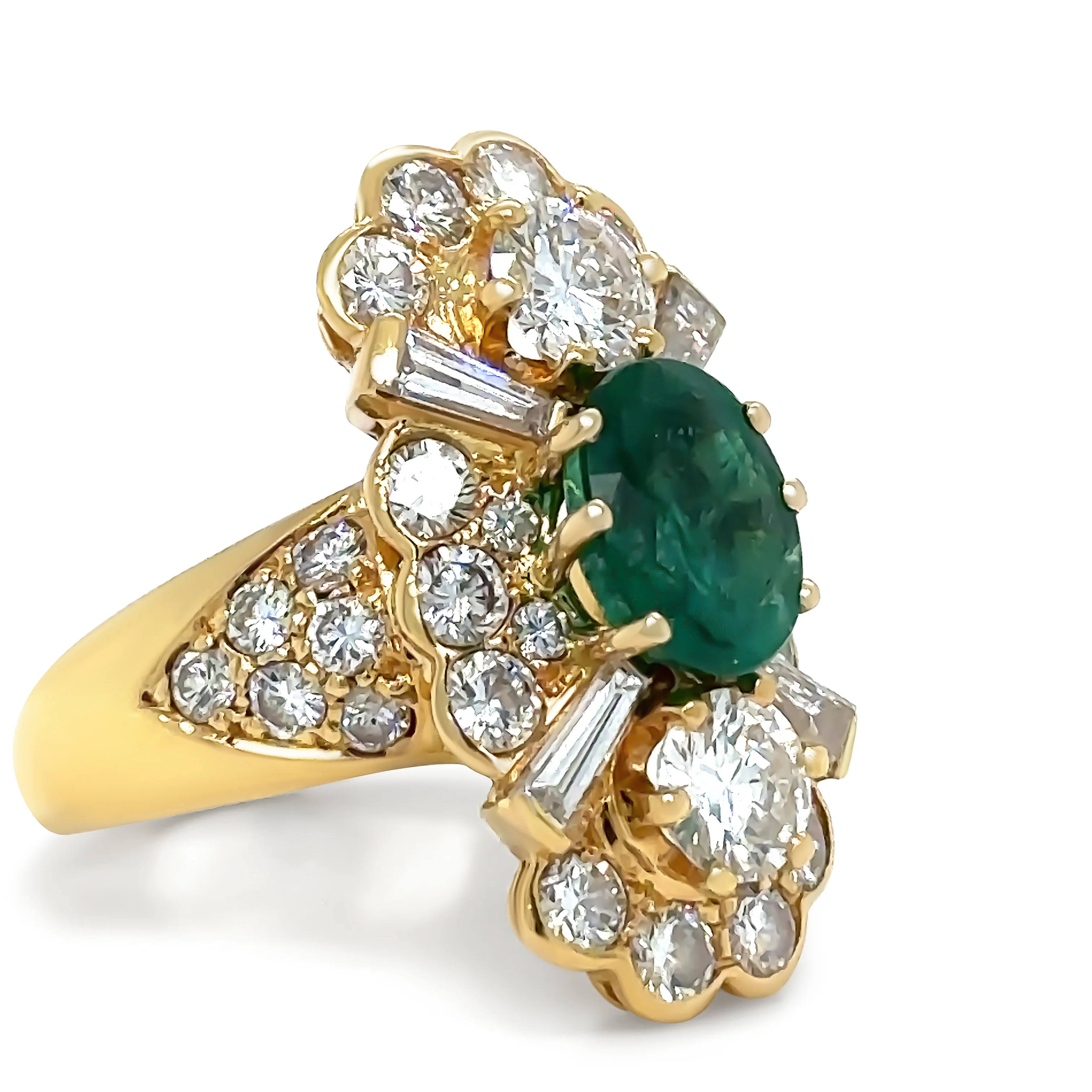 Bespoke 18ct Yellow Gold Zambian Emerald & Diamond Ring 5.41ct - Image 2