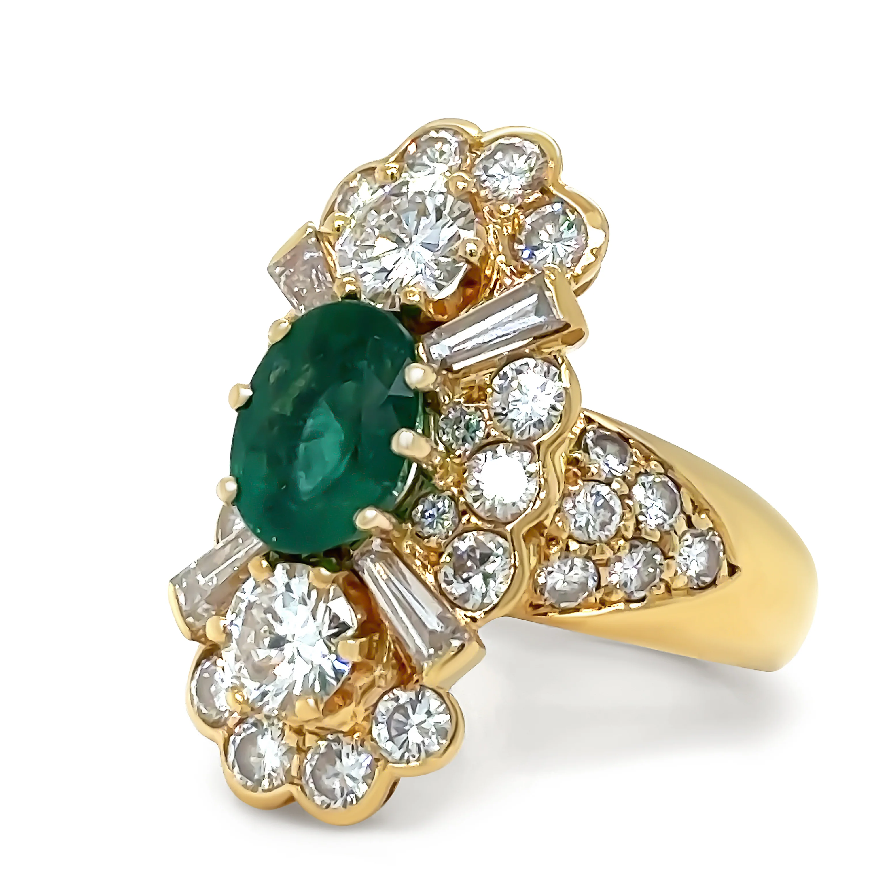 Bespoke 18ct Yellow Gold Zambian Emerald & Diamond Ring 5.41ct - Image 3