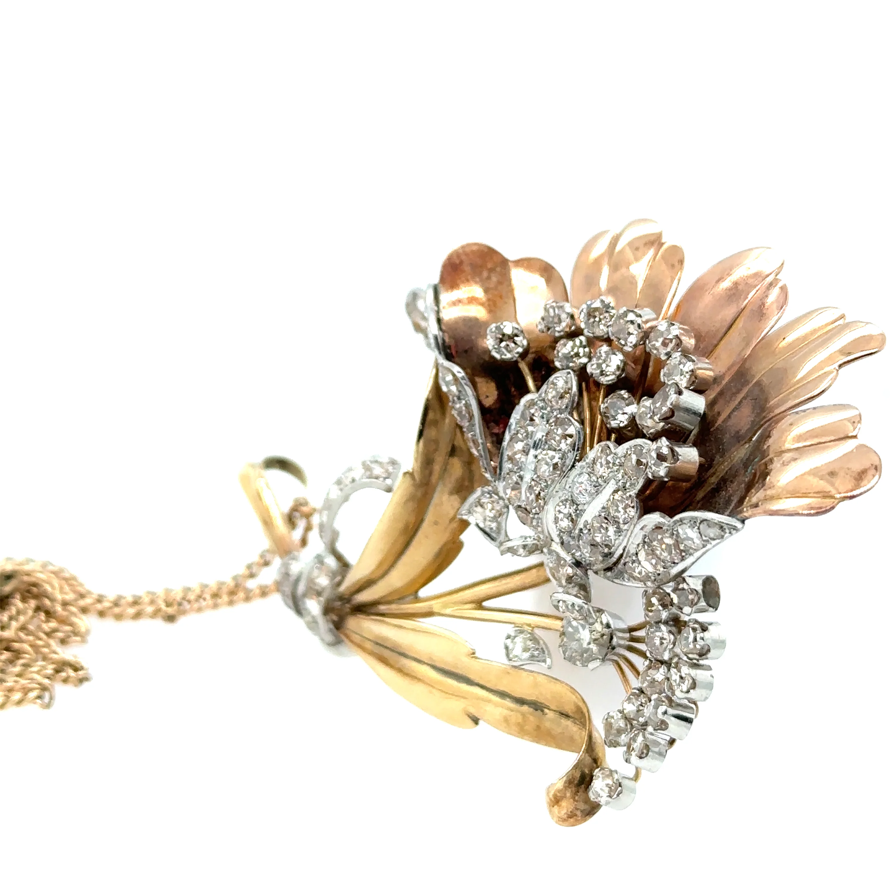 Bespoke Antique Diamond Floral Pendant 6.20ct - Image 2