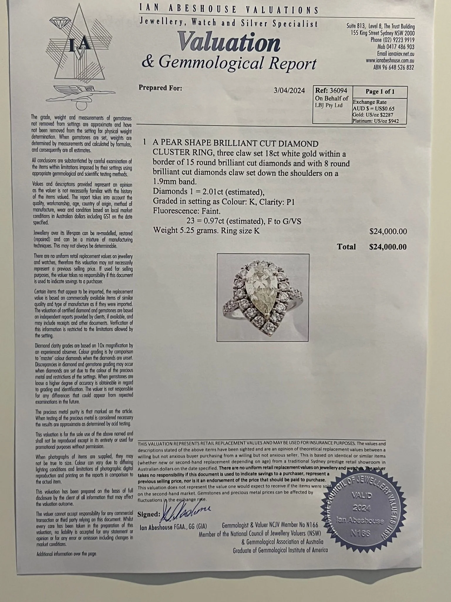 Bespoke Diamond Pear Cluster Ring 2.98ct - Image 8