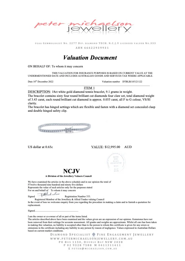 Bespoke Diamond Tennis Bracelet 3.43ct - Image 2