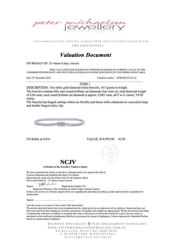 Bespoke Diamond Tennis Bracelet 4.84ct - Image 2