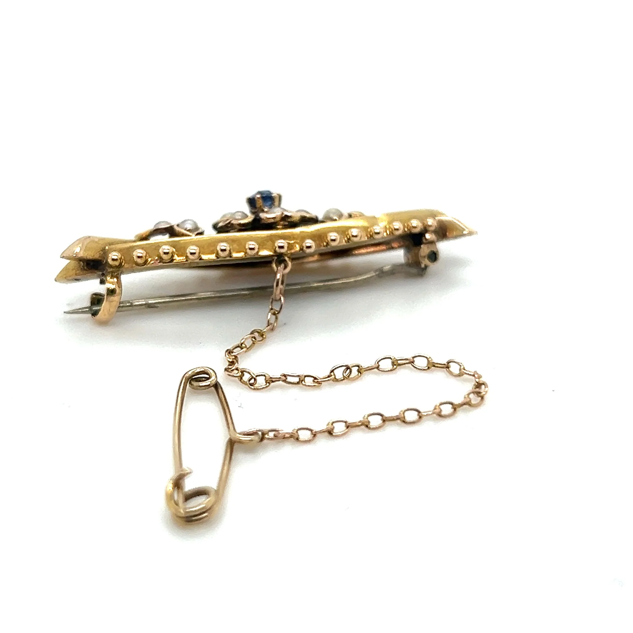 Bespoke Floral Sapphire & Pearl Brooch 4.02g - Image 7