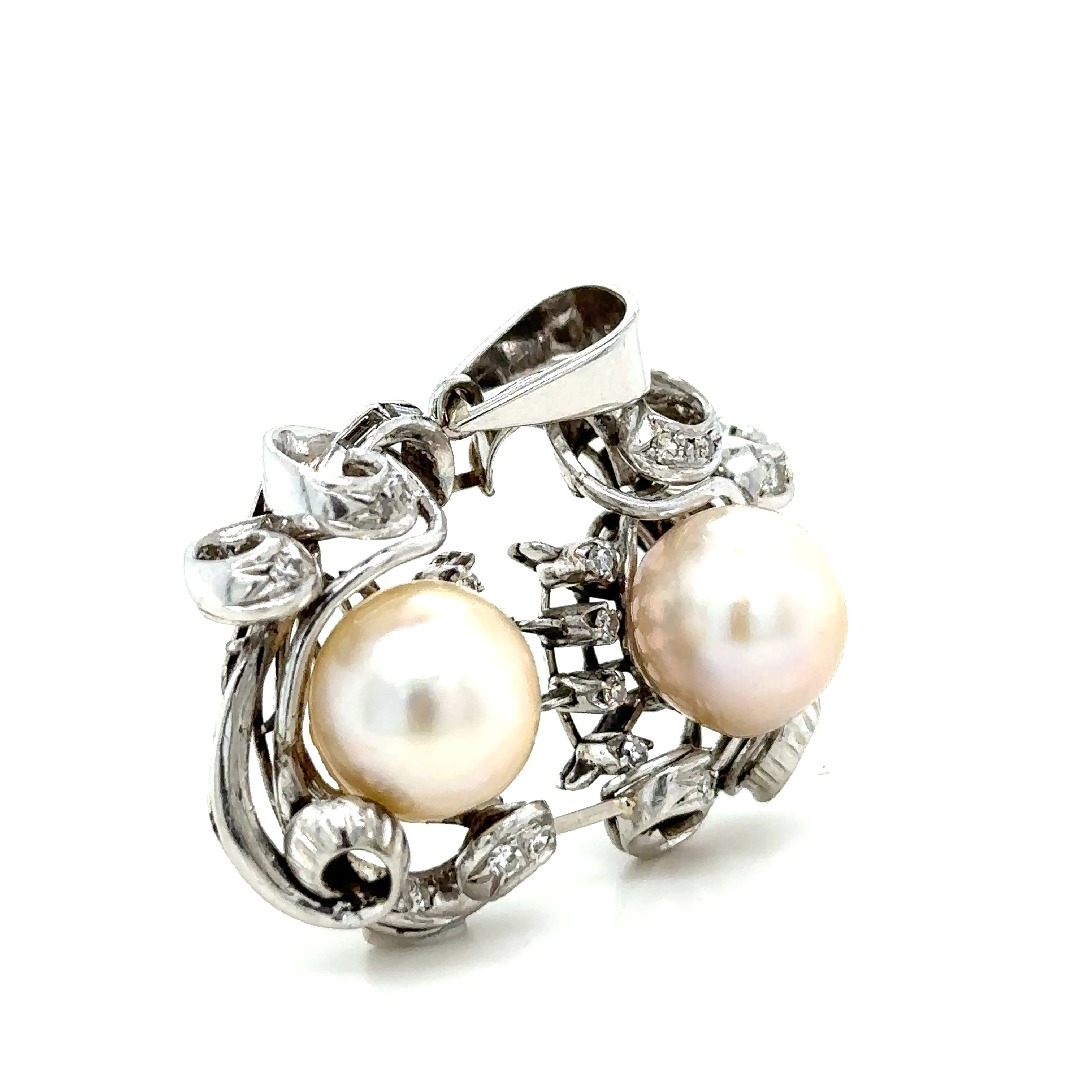 Bespoke Pearl & Diamond Brooch 0.45ct - Image 7