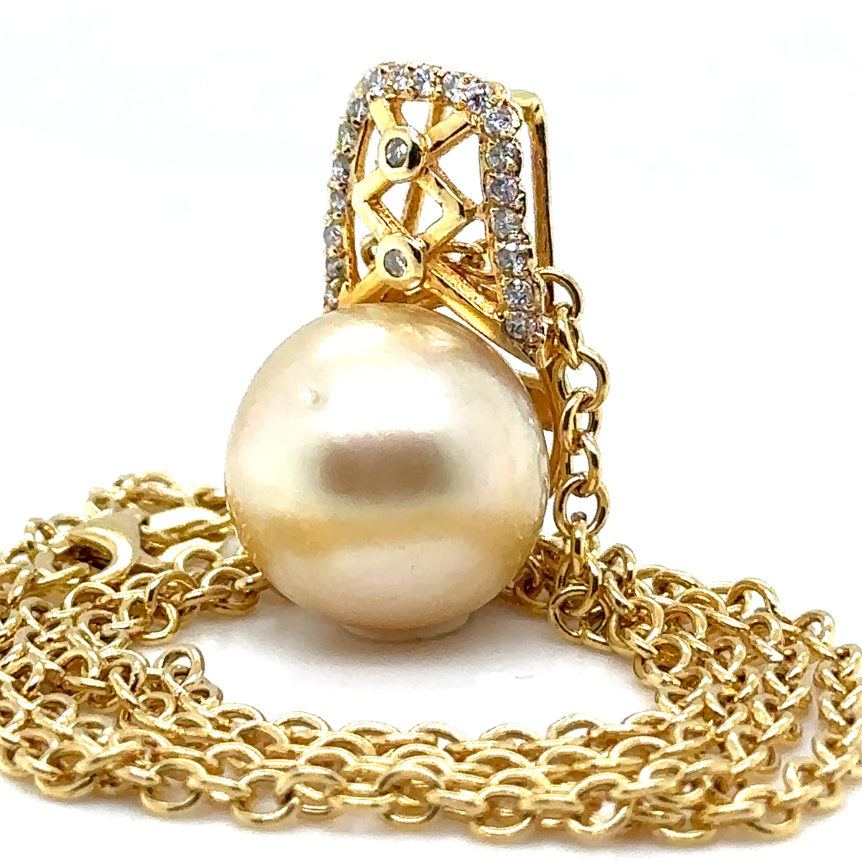 Bespoke Pearl & Diamond Pendant and Chain 0.24ct - Image 4