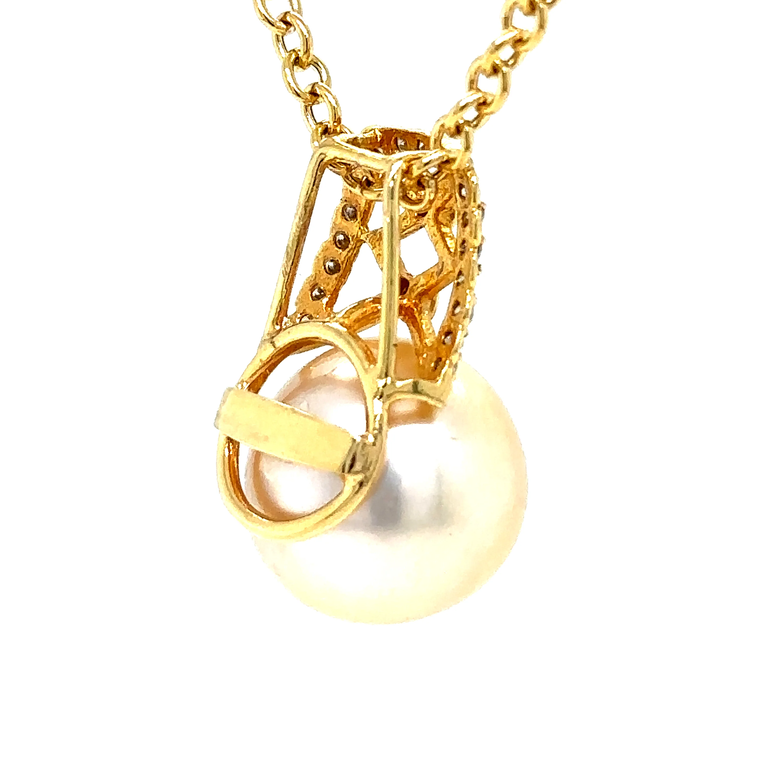 Bespoke Pearl & Diamond Pendant and Chain 0.24ct - Image 7