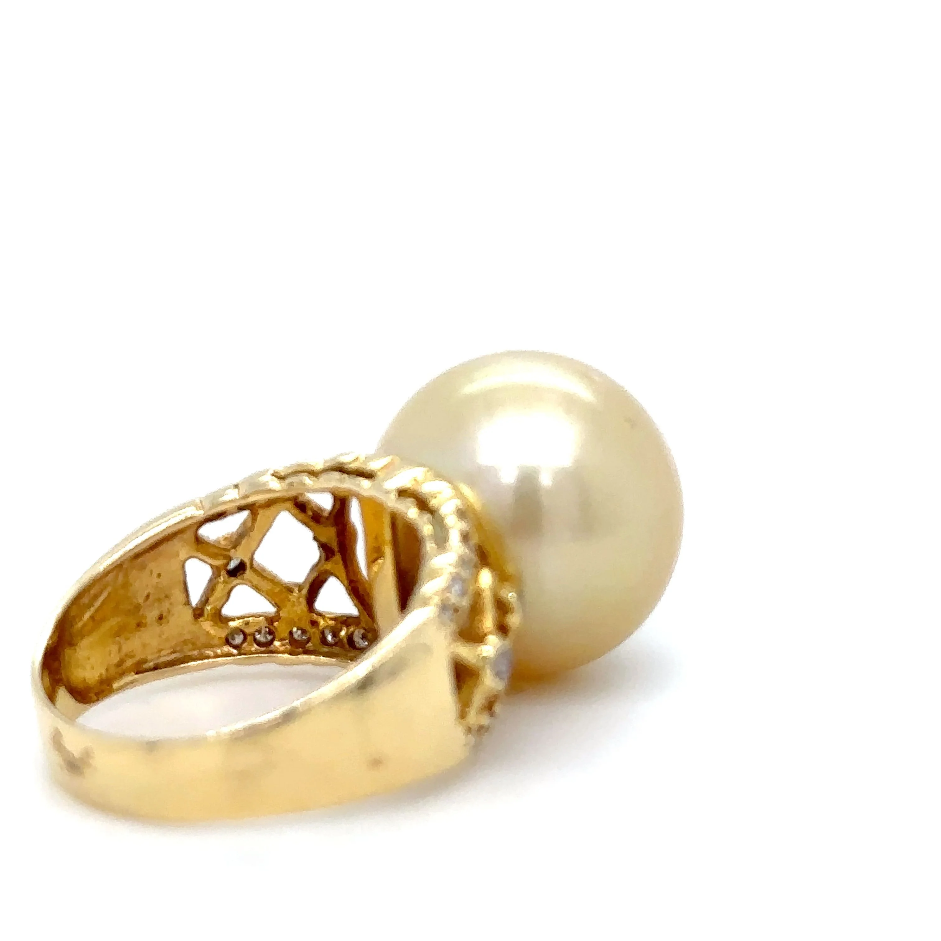 Bespoke Pearl & Diamond Ring 0.16ct - Image 4
