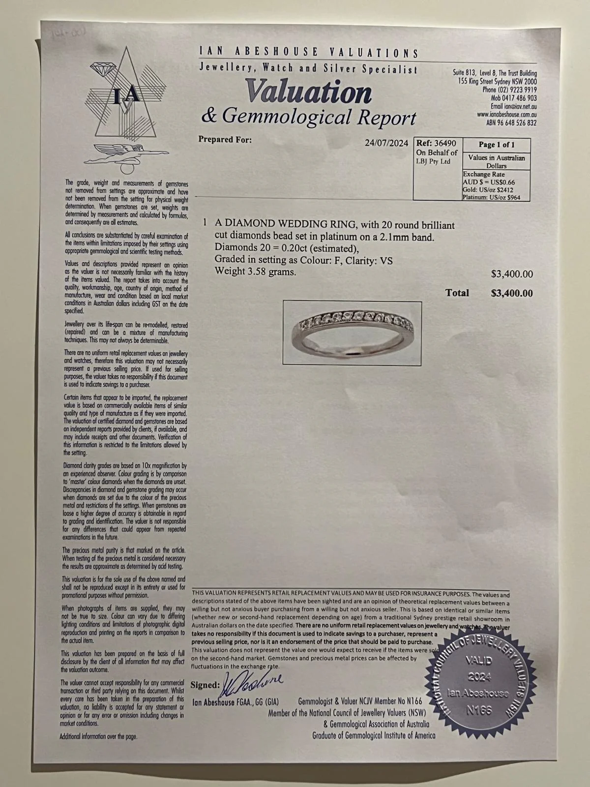 Bespoke Platinum Eternity Wedding Ring 0.20ct - Image 6