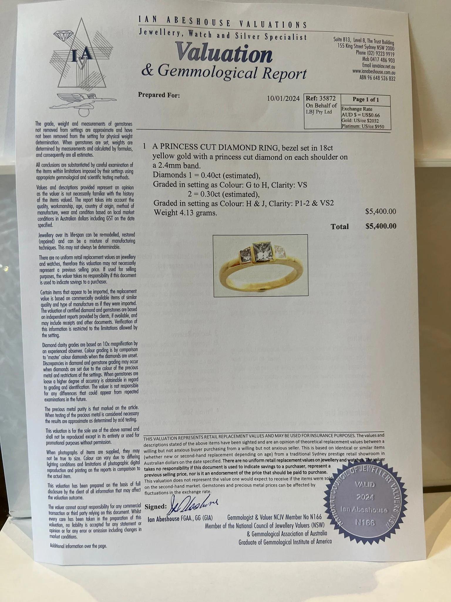 Bespoke Princess Cut Diamond Ring 0.70ct - Image 5
