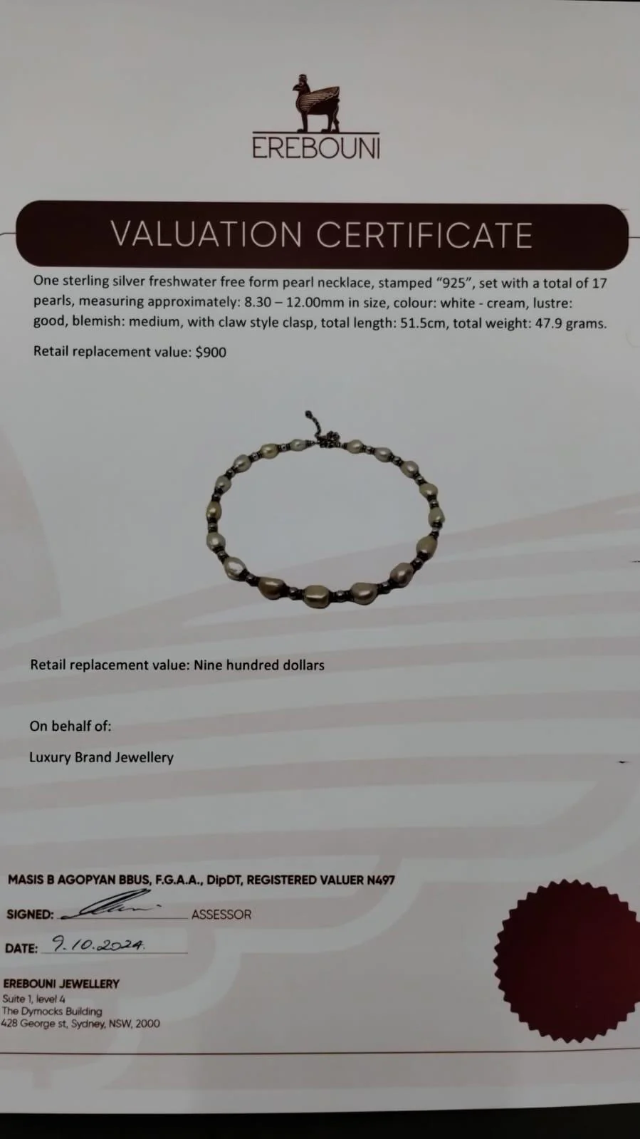 Bespoke Sterling Silver Freshwater Pearl Necklace 47.9g - Image 5