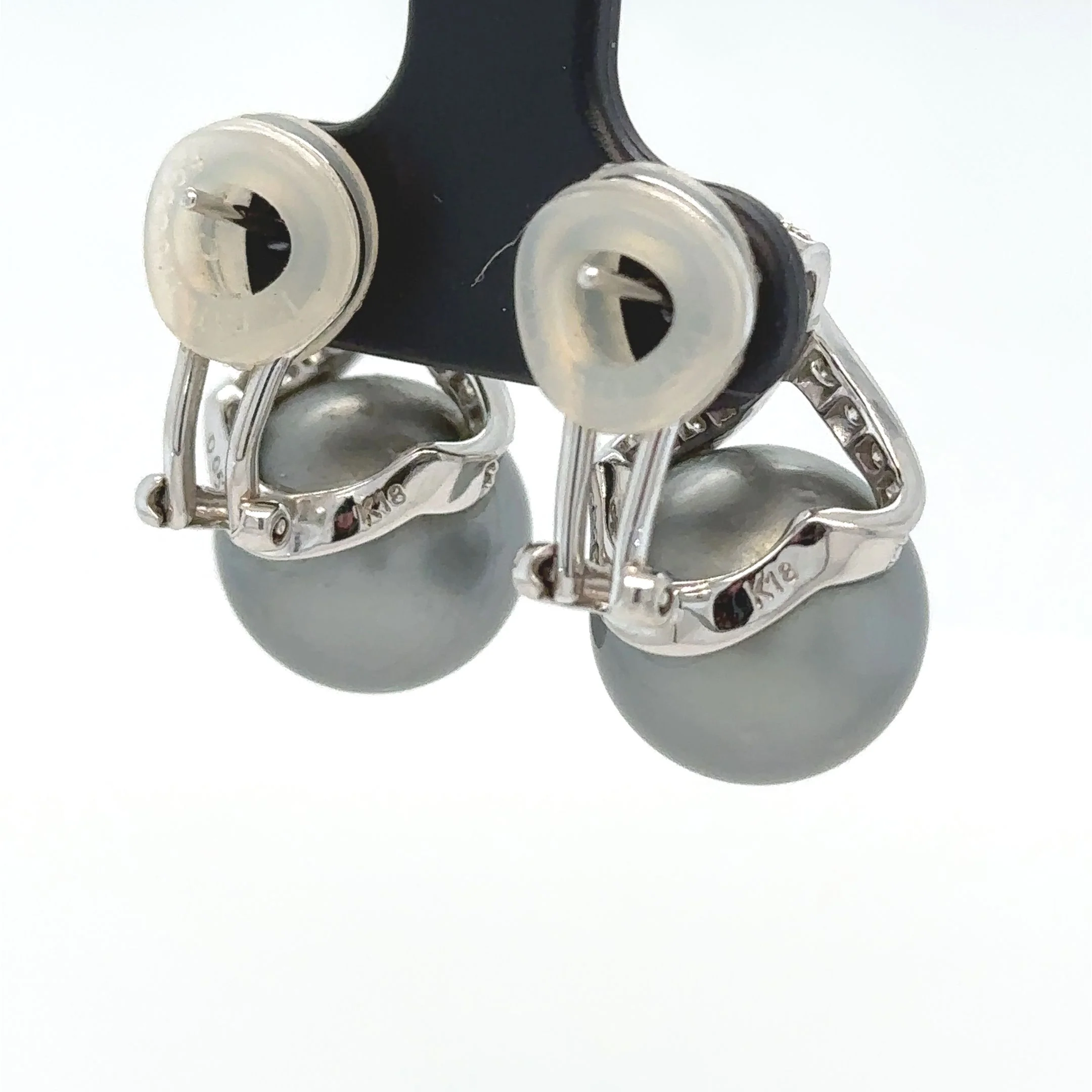 Bespoke Tahitian Pearl & Diamond Earrings 0.53ct - Image 6